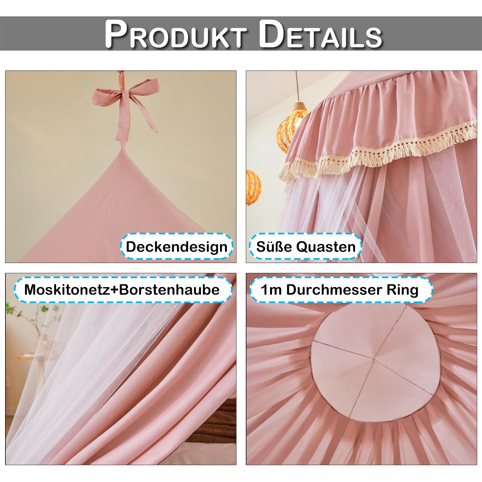 Sunicol Moskitonetz Doppelschicht Moskitonetz, Bett Baldachin, Lichtblockie günstig online kaufen