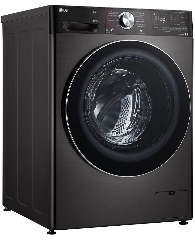 LG Waschtrockner Serie 9 V9WD128H2B, 12 kg, 8 kg, 1400 U/min, Steam Funktion, Sensor Dry, AquaLock® Vollwasserschutz