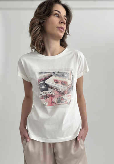Zuckerwatte Print-Shirt aus 100% Baumwolle, modische Form