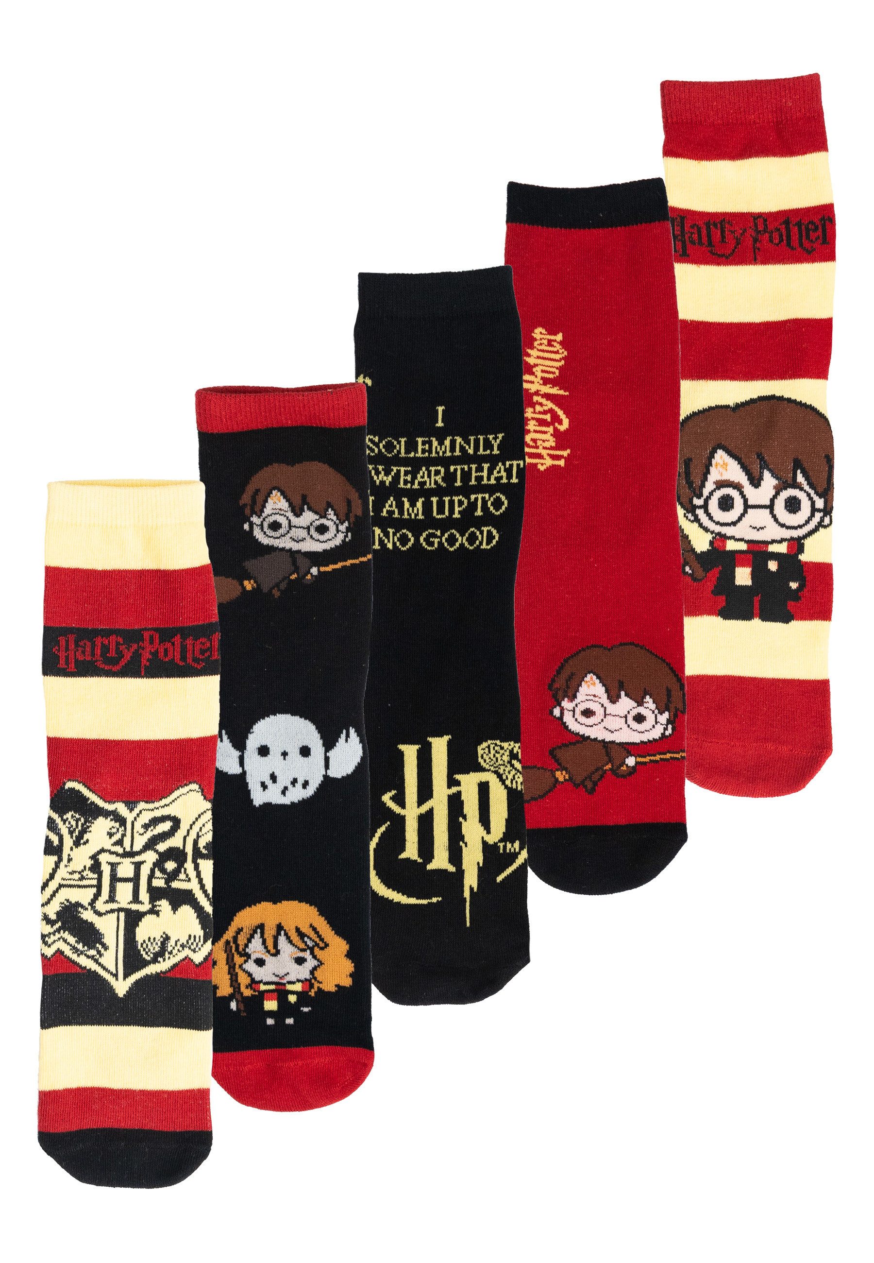United Labels® Socken Harry Potter Socken Comic Sneaker Strümpfe (5er Pack) 38-43