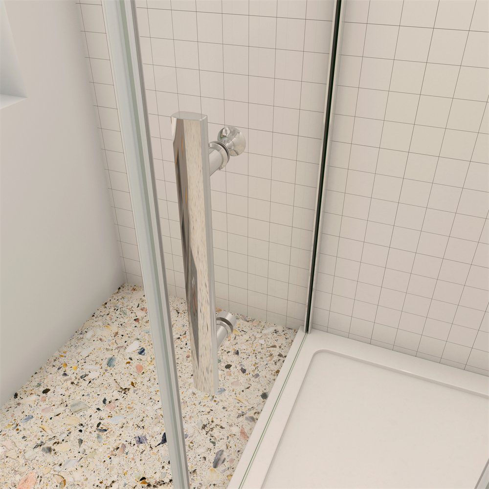 duschspa Eckdusche Eckeinstieg Duchkabine Duschtür Falttür mit Duschtasse Duschwanne, BxT: 76x76 cm, Einscheibensicherheitsglas, Sicherheitsglas, Set, mit Duschwanne