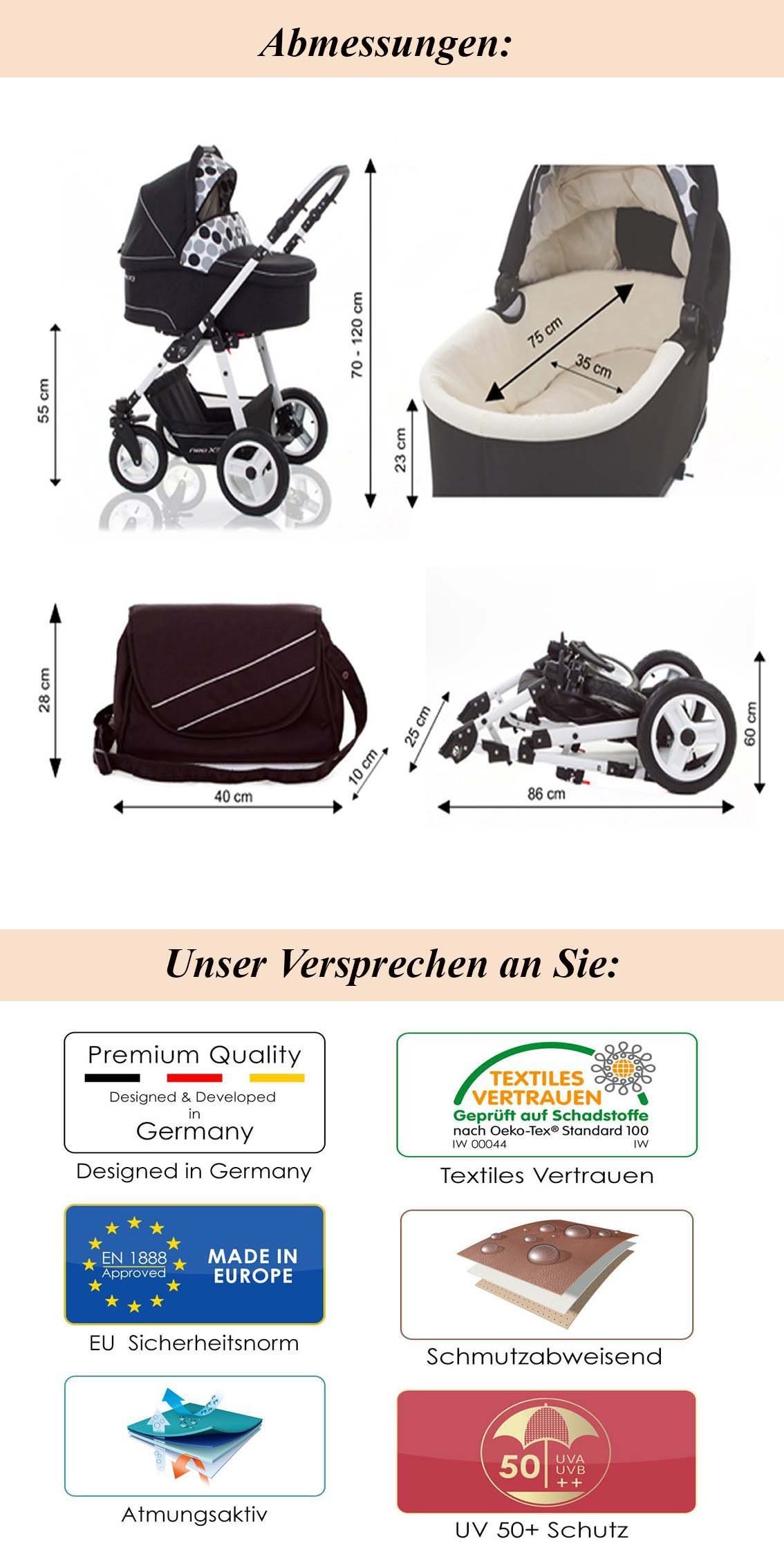 3 bis City von 16 Autositz Geburt babies-on-wheels 16 4 in Star in 1 Teile Kombi-Kinderwagen Schwarz-Creme - Farben Jahre - inkl.