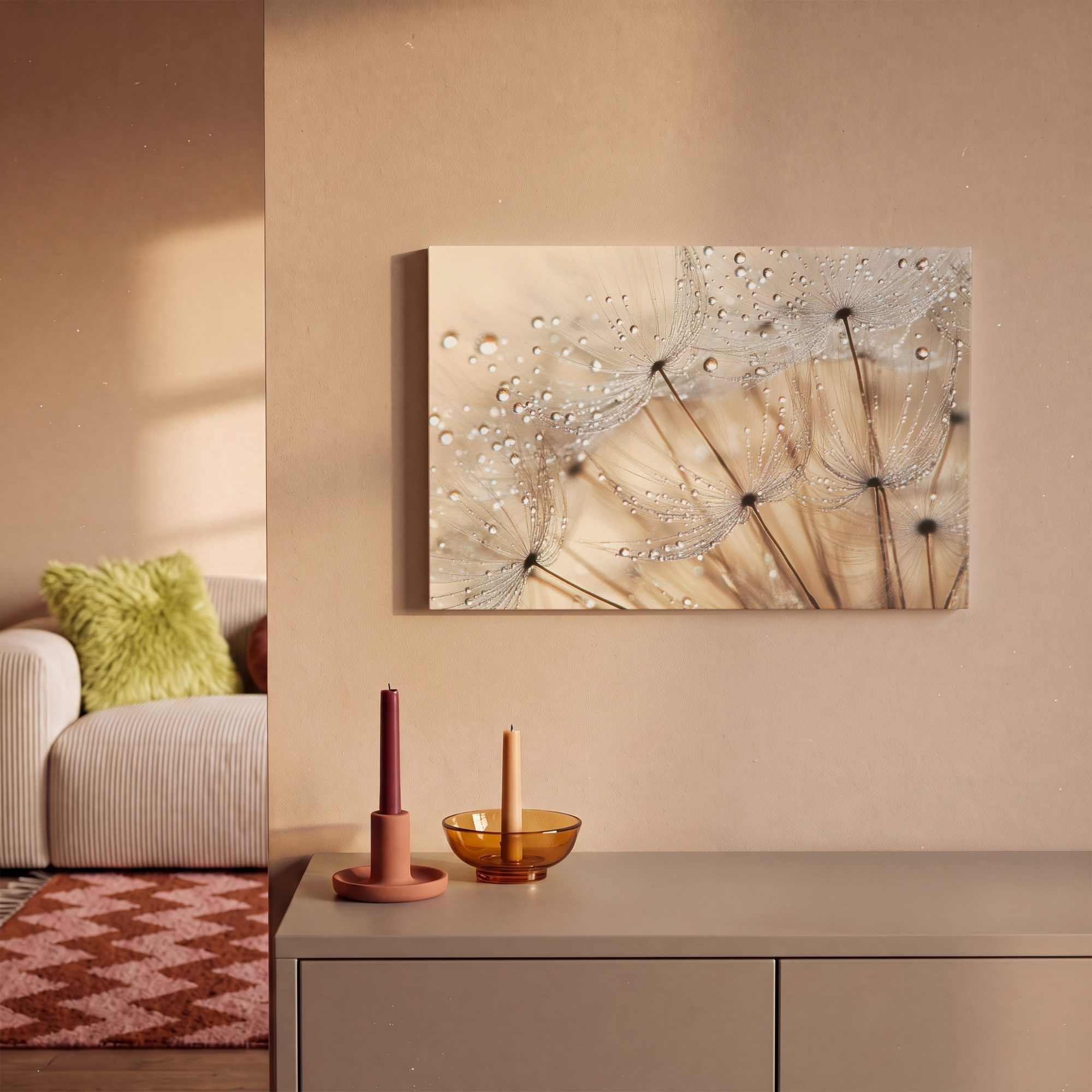 OneMillionCanvasses® Leinwandbild Löwenzahn - Abstrakt - Natur - Beige, Fotodruck (1 St), Leinwand Bilder Klein, Wand Dekoration Aesthetic 30x20 cm – Bild 2 von 5