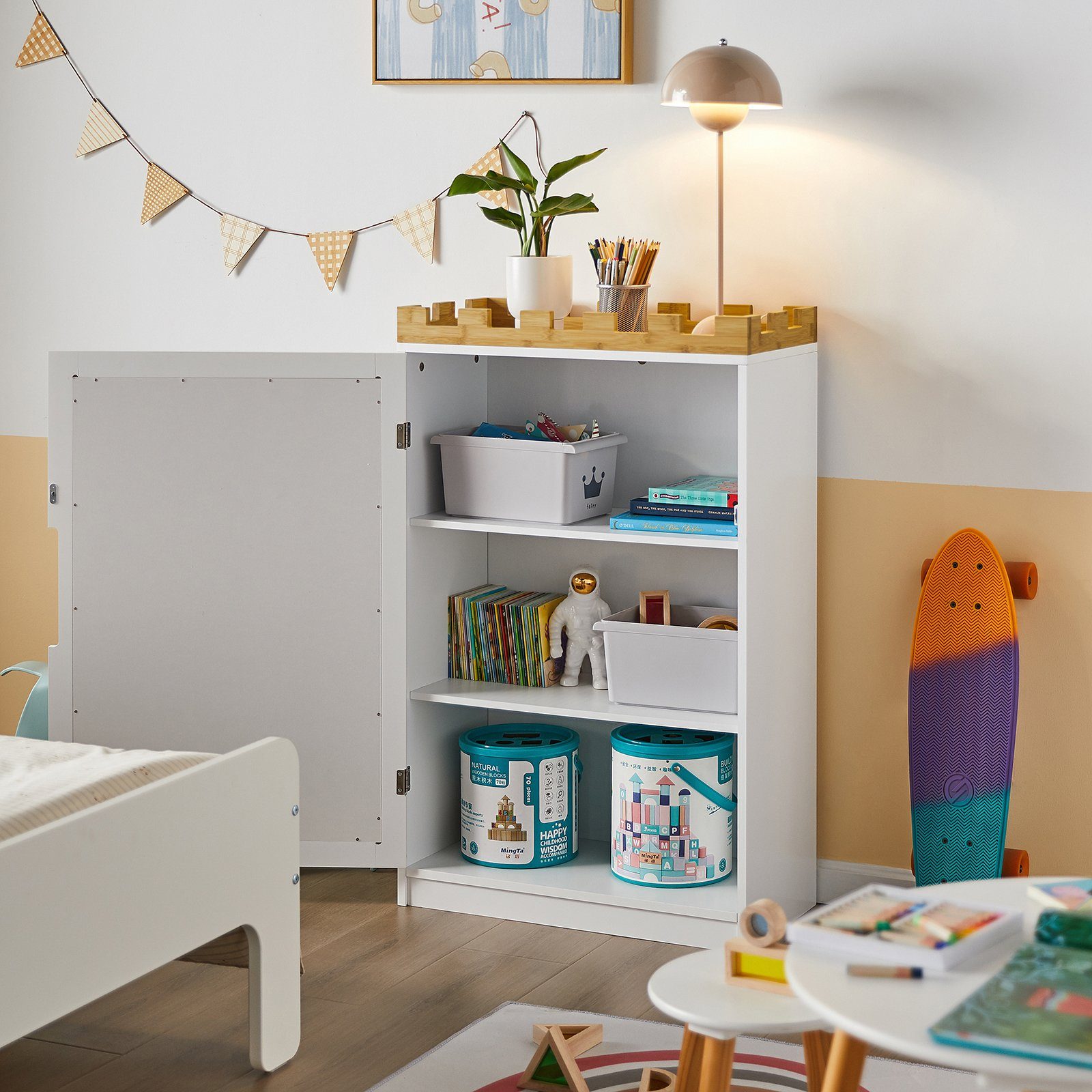 SoBuy Bücherregal KMB43, Kinderregal mit Tafel Kinder Bücherregal Spielzeugregal