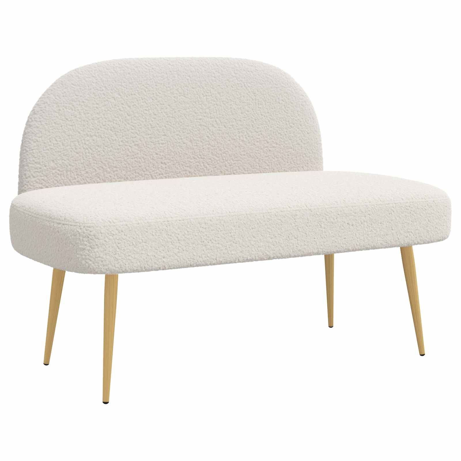 vidaXL Sitzbank Gepolsterte Bank mit Rückenlehne Creme 110 x 60 x 76 cm Bouclé (1-St)