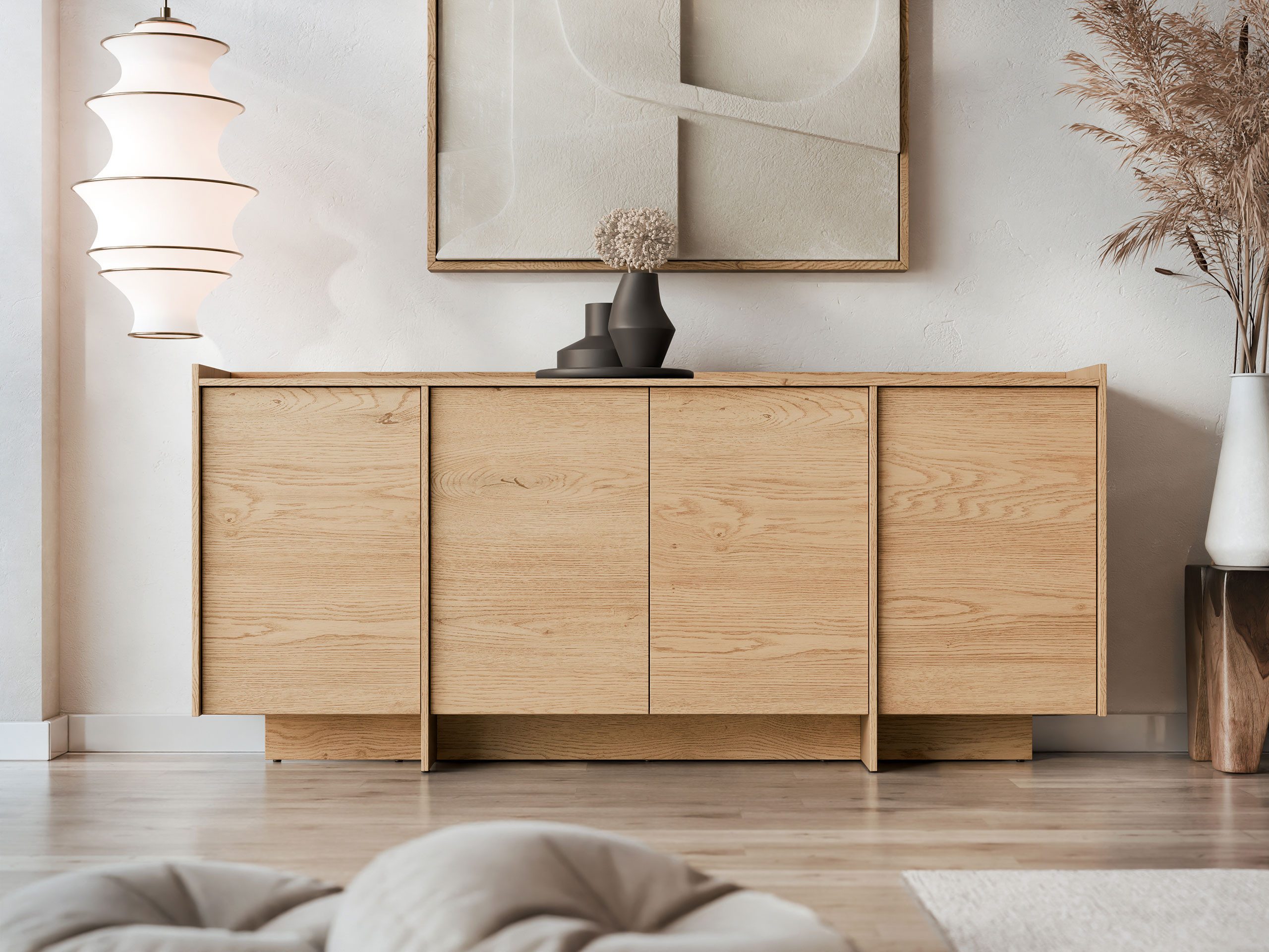 MIRJAN24 Kommode Japandi K4D (mit vier Drehtüren), 200x38x90 cm