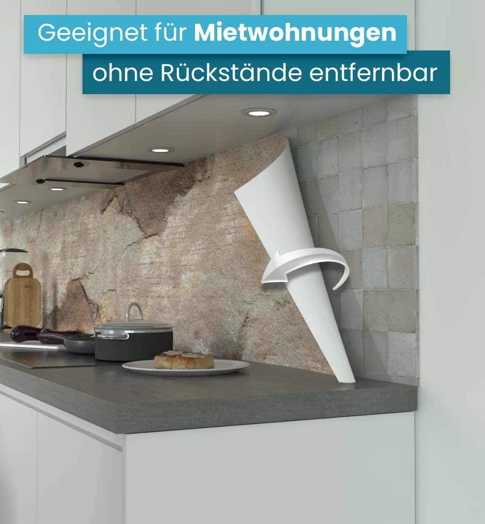 MyMaxxi Küchenrückwand Küchenrückwand selbstklebend Sandstein Spritzschutz Folie, (Klebefolie Küchenrückwand aufgerollt B 60 cm x H 60 cm), Sand Stone B 60 cm x H 60 cm