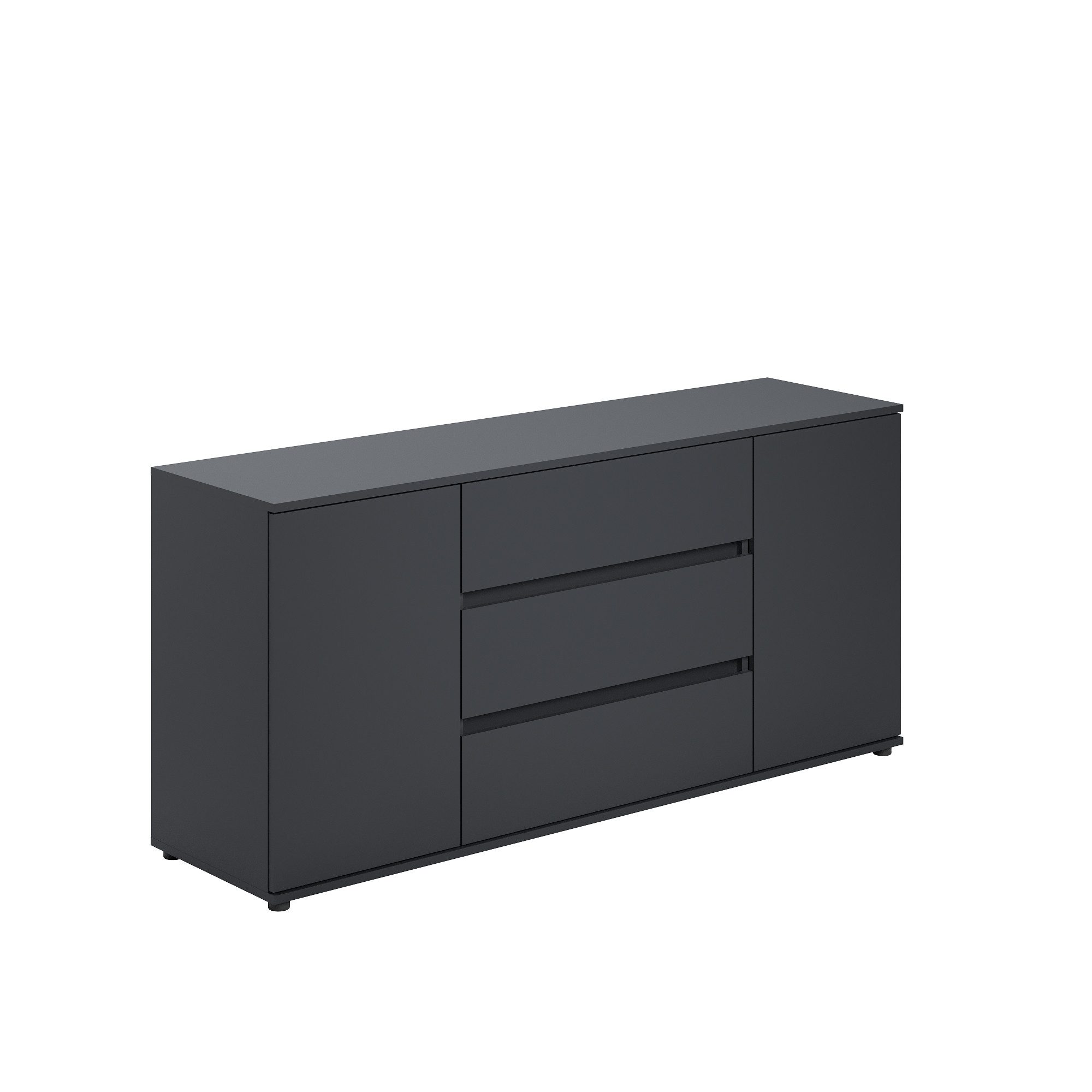 Home Collective Kommode Sideboard Kommode mit Schubladen Sideboard Wohnzimmer Anrichte (Sideboard Wohnzimmer Flur Kommode, modernes, griffloses Design), mit 2 Türen und 3 Schubladen, 150 x 40 x 70 cm Anthrazit