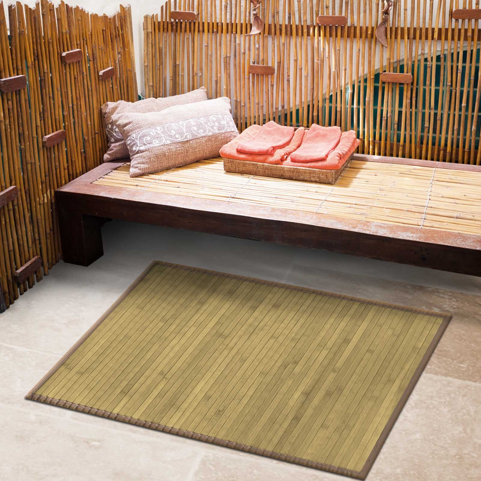 Teppich Grenada, Teppichläufer, verschiedene Karat, natur Bambus rechteckig, Größen, Farben, 2 rutschfest