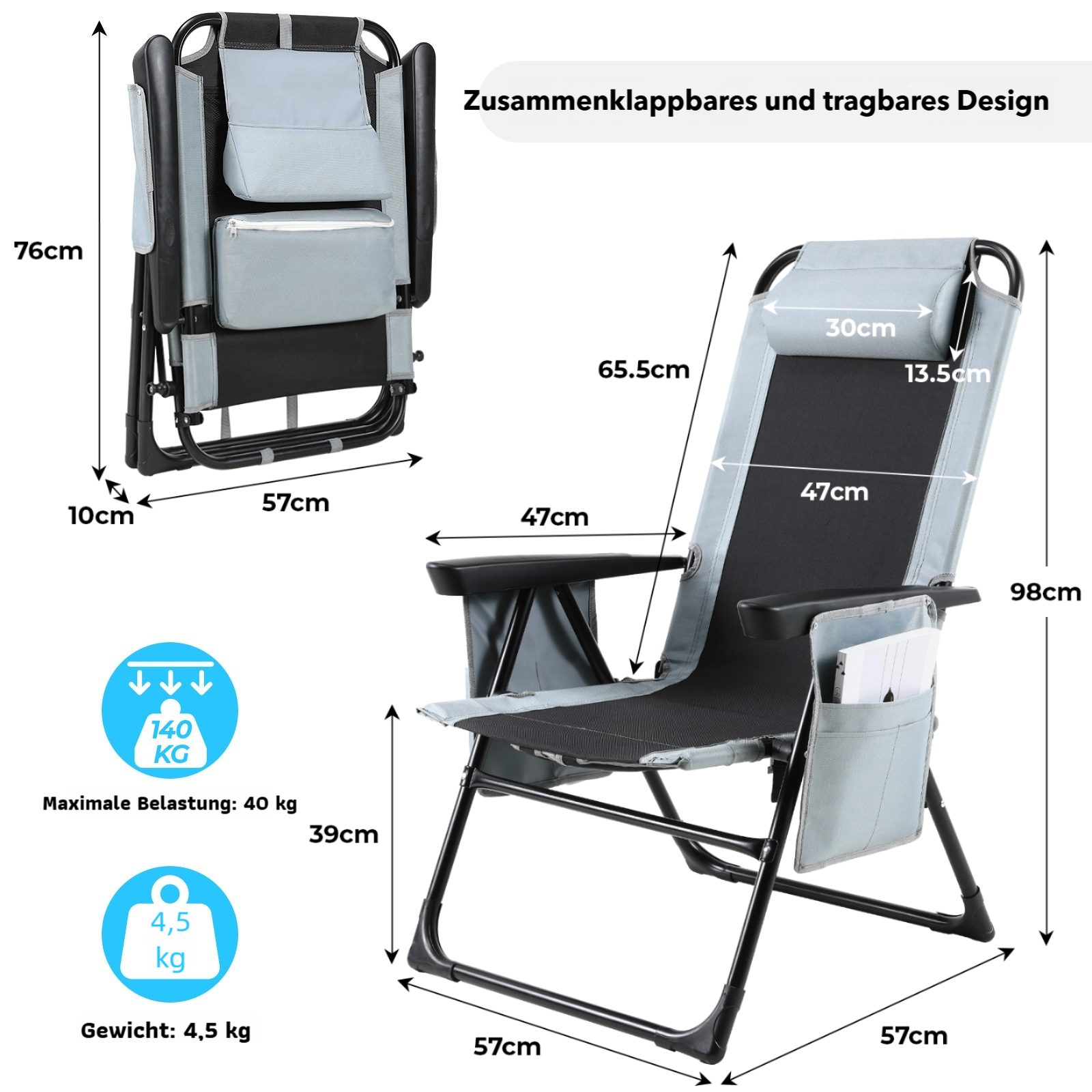 TLGREEN Campingstuhl Hochlehner Klappstuhl,Angelstuhl, (Faltbar mit Schulte günstig online kaufen