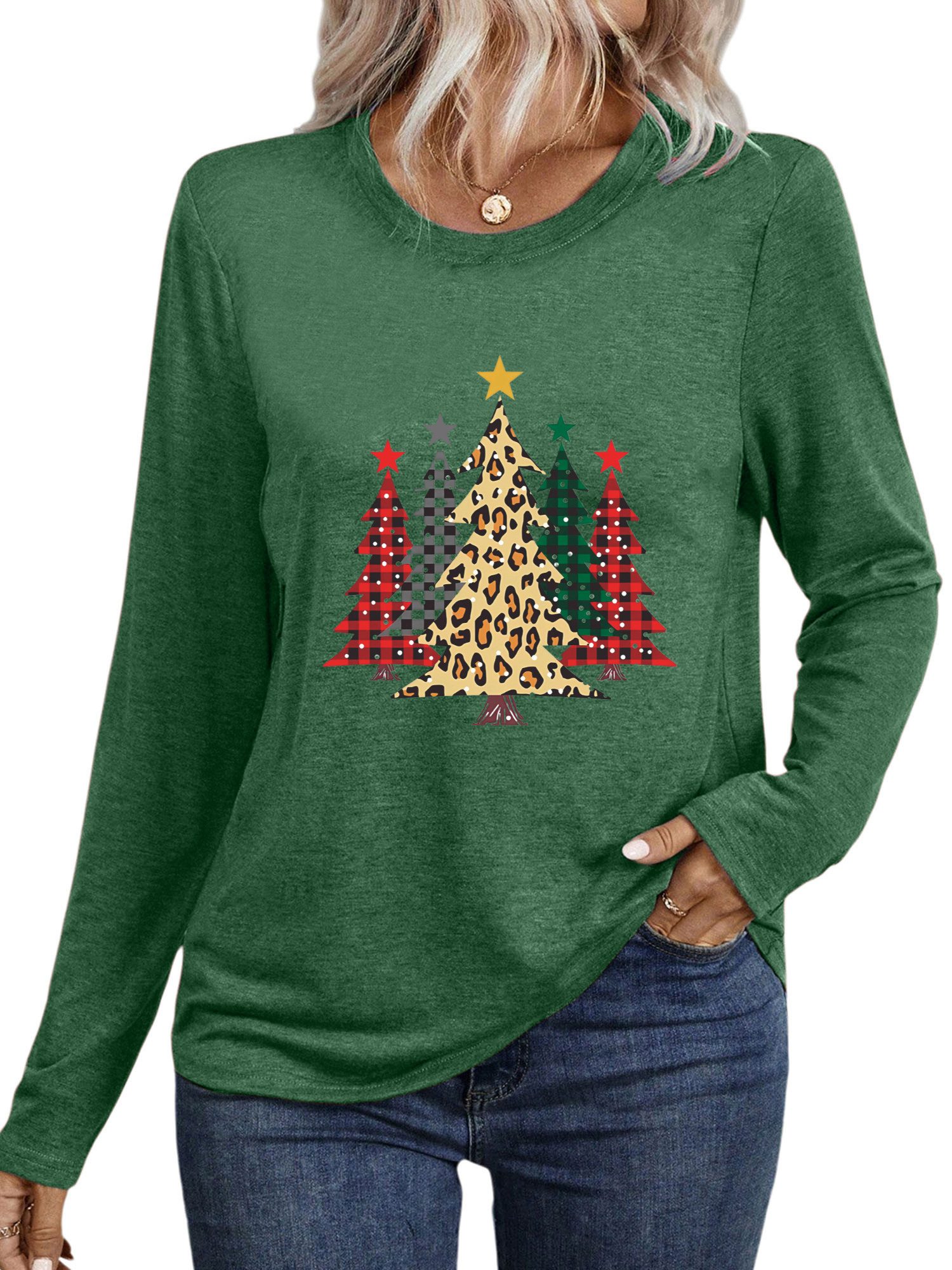 PYLIKE Longsleeve Damen Festlich Rundhal Longsleeve mit AnimalPrint-Shirt W günstig online kaufen