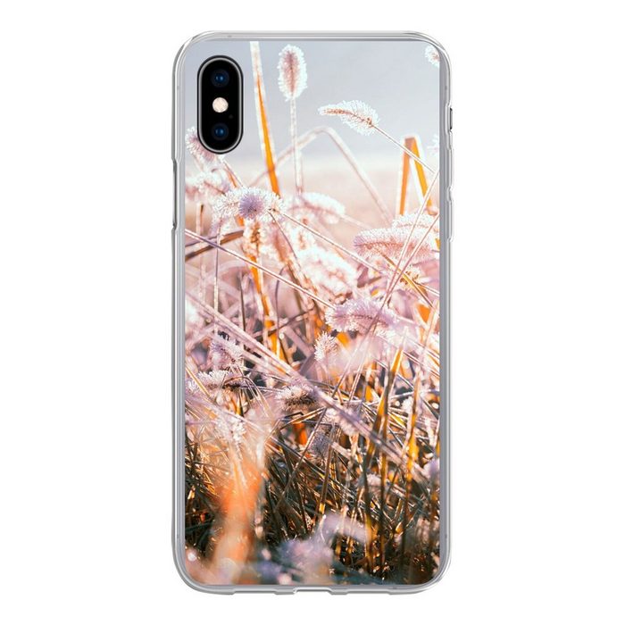 MuchoWow Handyhülle Gras - Sonne - Winter - Schnee Handyhülle Apple iPhone Xs Smartphone-Bumper Print Handy