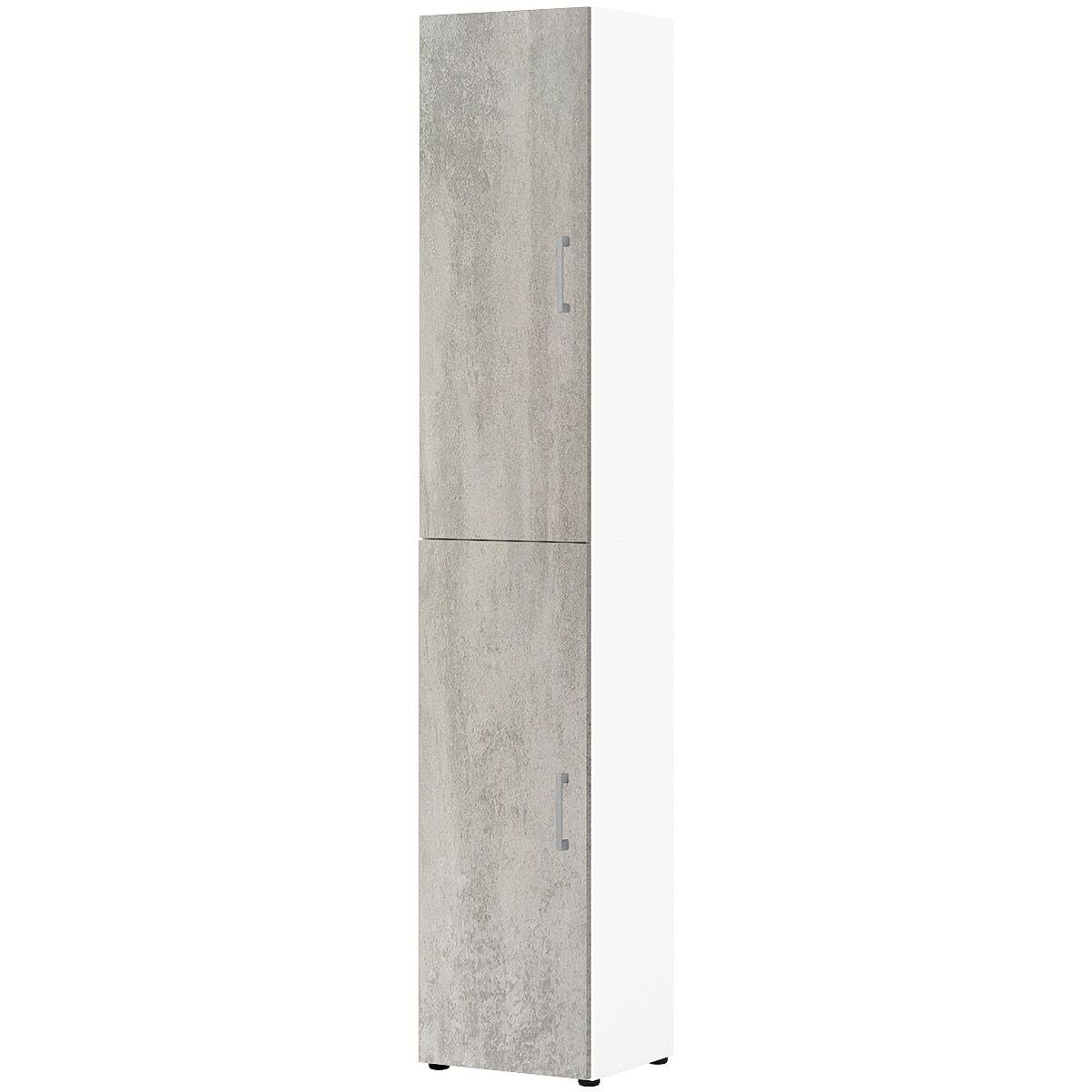 röhr Aktenschrank Direct Office 2 Schrank, 6 OH, 2 Türen, Anschlag wechselbar, 40x212,5 cm weiß/Beton