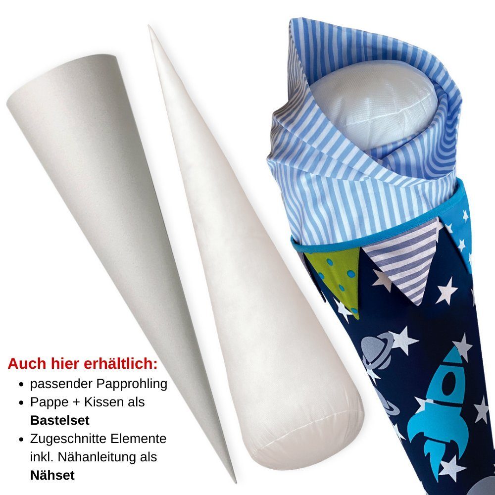 windeltou - MACH DEINS DRAUS Schultüte Schultüten-Bastelset: Premium Papprohling & Kissen (35cm, 70cm, 85cm), Kissen hergestellt in Deutschland