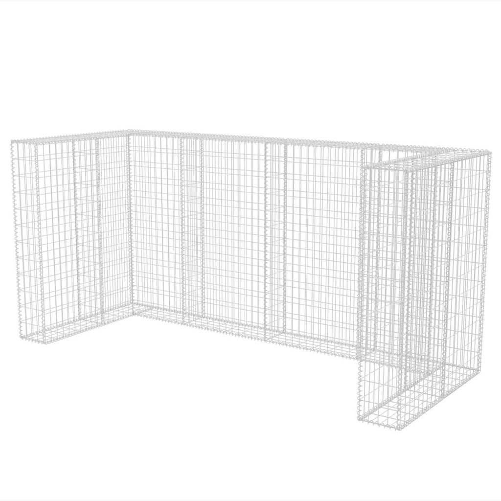 vidaXL Mülltonnenbox Gabionen-Mülltonnenverkleidung für 3 Tonnen Stahl 250x100x120cm