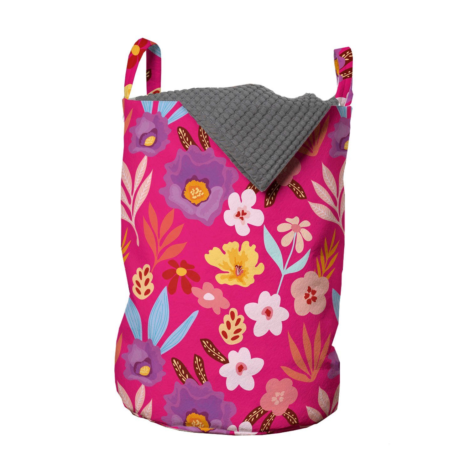Abakuhaus Wäschesäckchen Wäschekorb mit Griffen Kordelzugverschluss für Waschsalons, Blumen Tropische Pflanzen und Blumen | Wäschesäcke