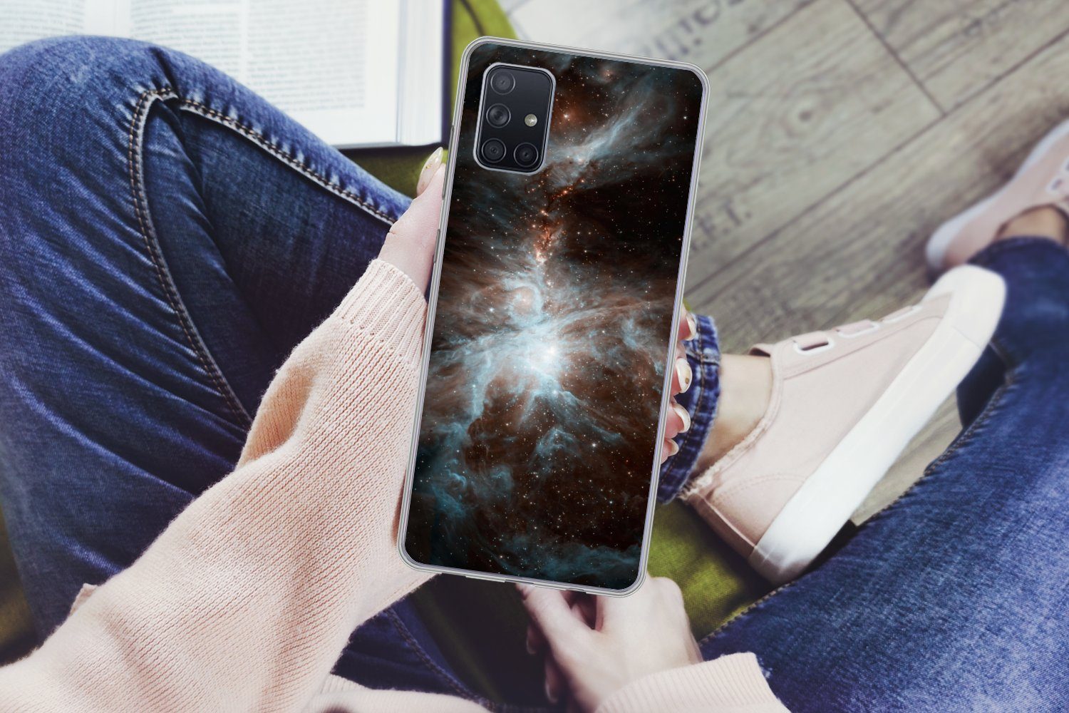 MuchoWow Handyhülle für Samsung Galaxy A71 Galaxie - Planet - Sterne, Phone Case, Silikon, Schutzhülle Dünn
