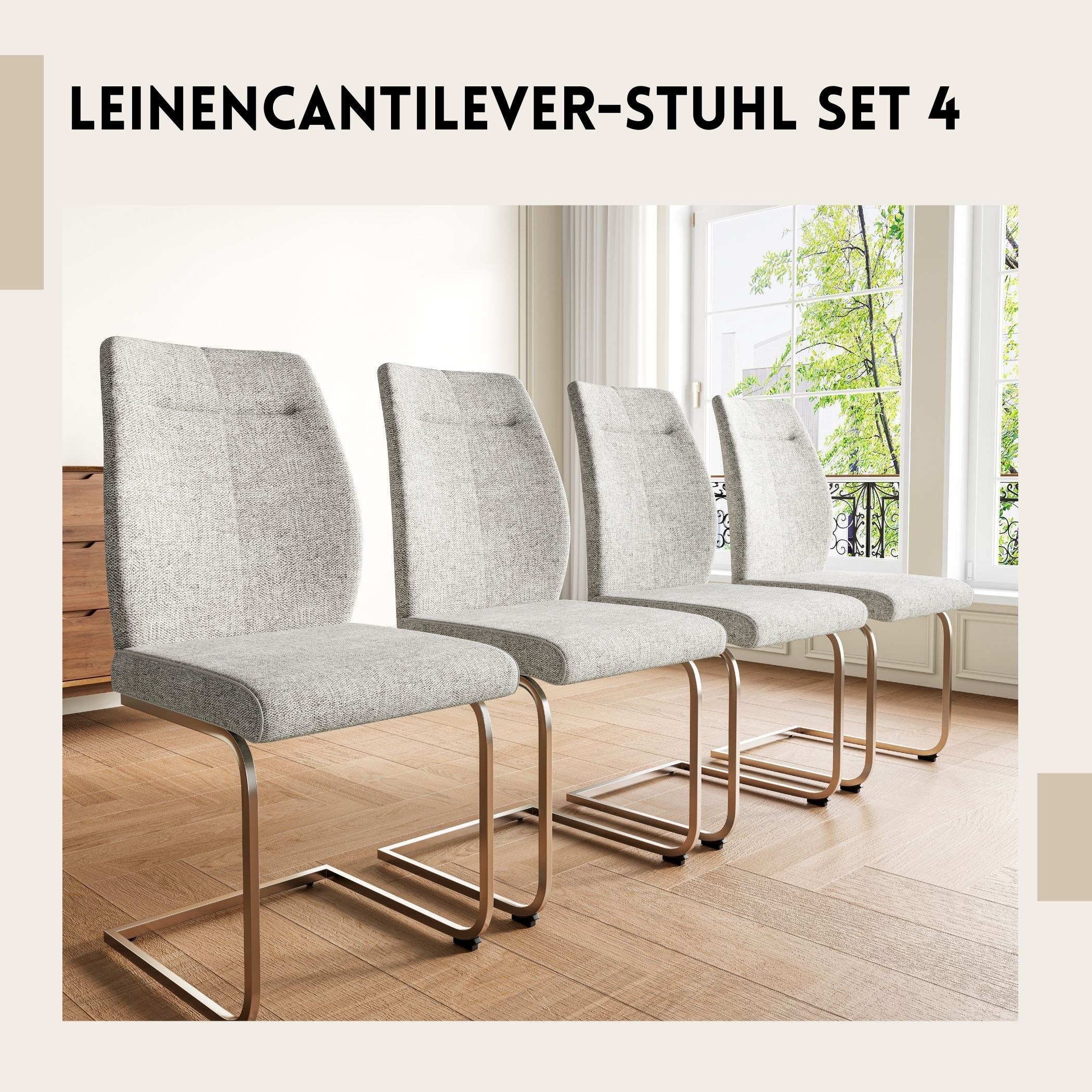 SeedWave Freischwinger Leinen-Freischwinger 4er-Set, Hochlehner-Sessel mit günstig online kaufen
