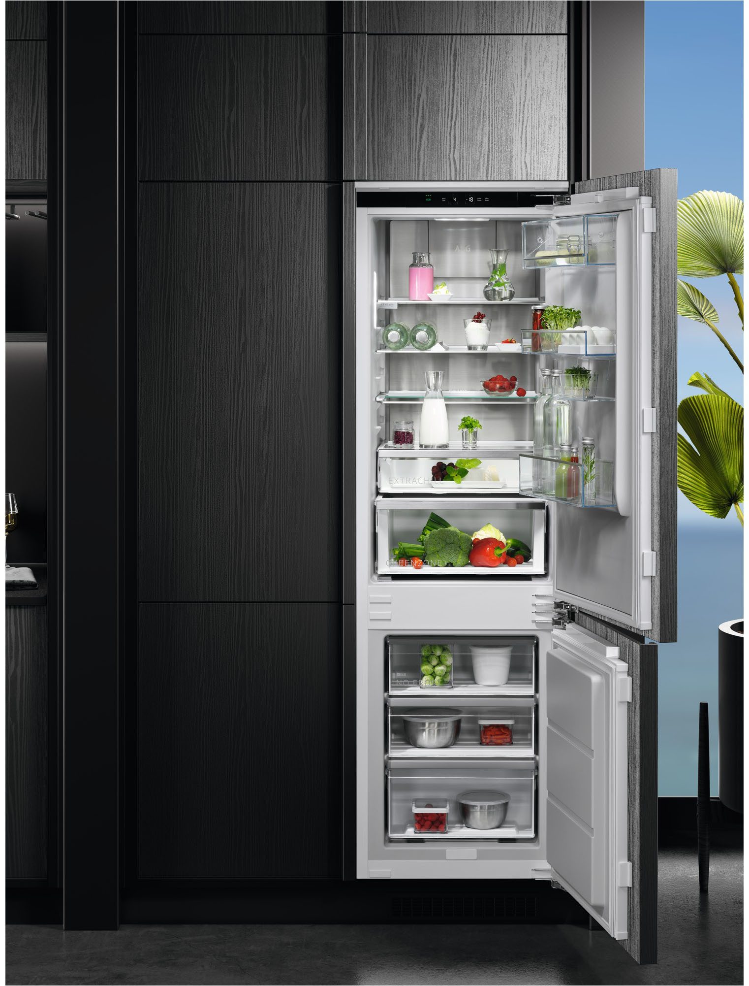 AEG Einbaukühlgefrierkombination Serie 8000 TSC8M181BC, 176,9 cm hoch, 55,7 cm breit, 360°Cooling-optimale Luftfeuchtigkeit & Zirkulation, NoFrost, Festtür