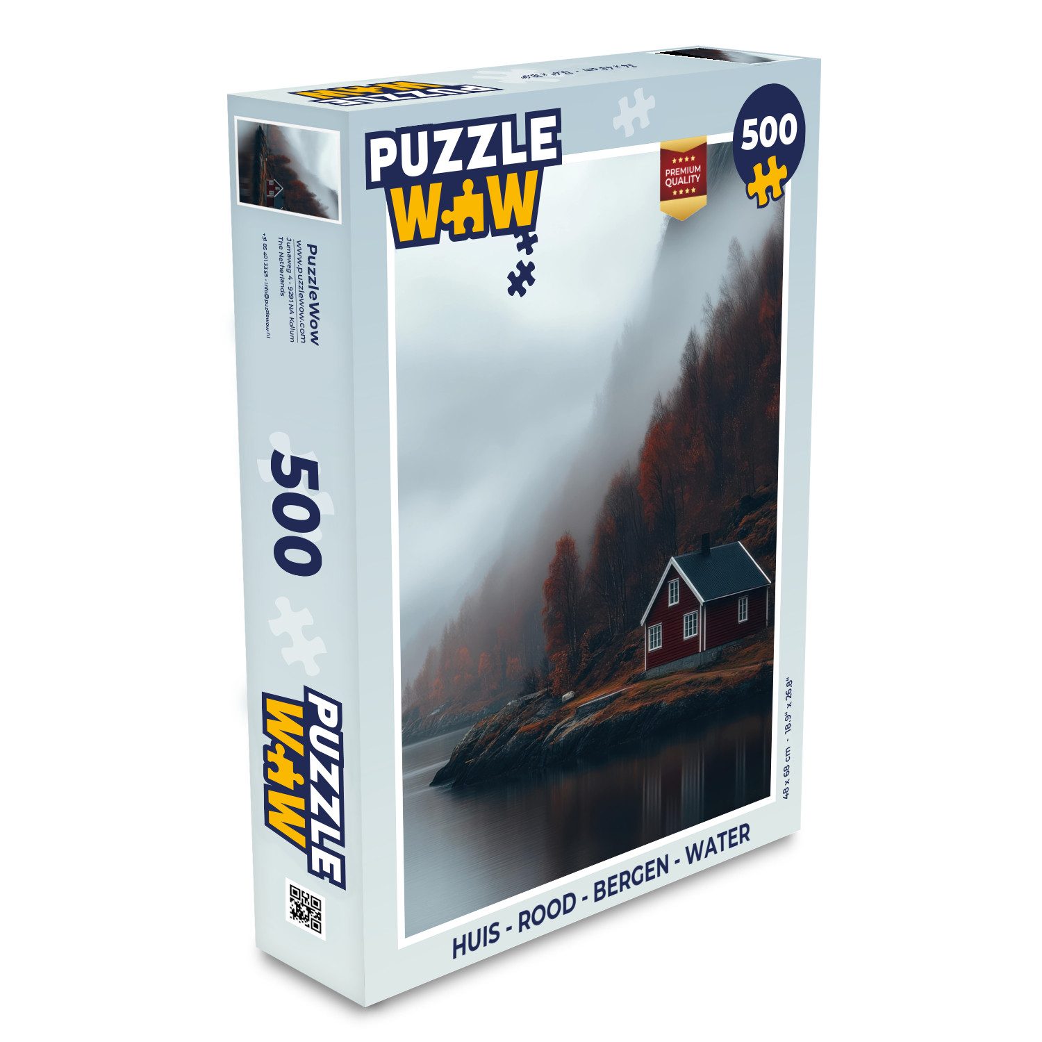 Puzzle Haus - Rot - Berge - Wasser