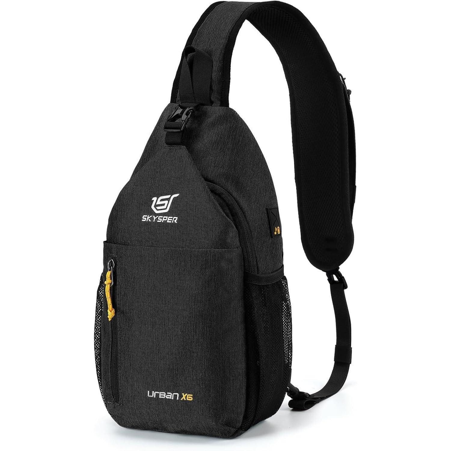 LuxusKollektion Rucksack Umhängetasche Brusttasche Crossbody Wandern Outdoor Urbanx6-schwarz02