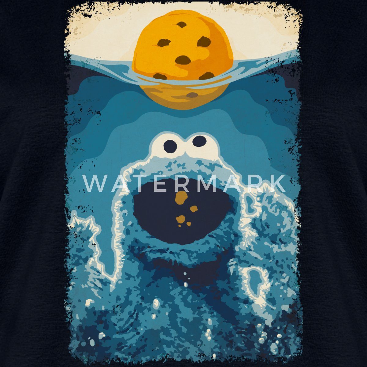 Spreadshirt T-Shirt Sesamstraße Krümelmonster Hai Frauen Premium T-Shirt (1-tlg)