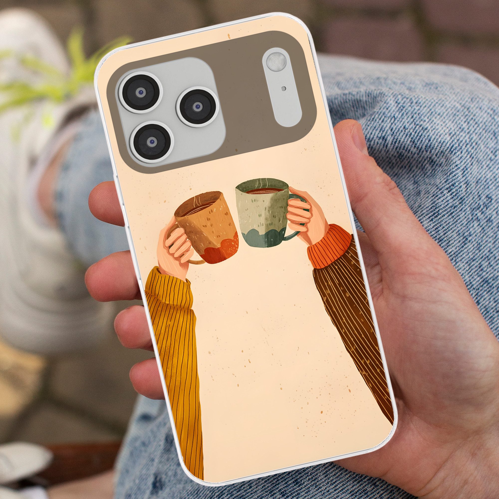 MuchoWow Handyhülle für Apple iPhone 17 Pro Max Illustration - Becher - Prost - Braun, Smartphone-Bumper, Print, Handy Schutzhülle Dünn