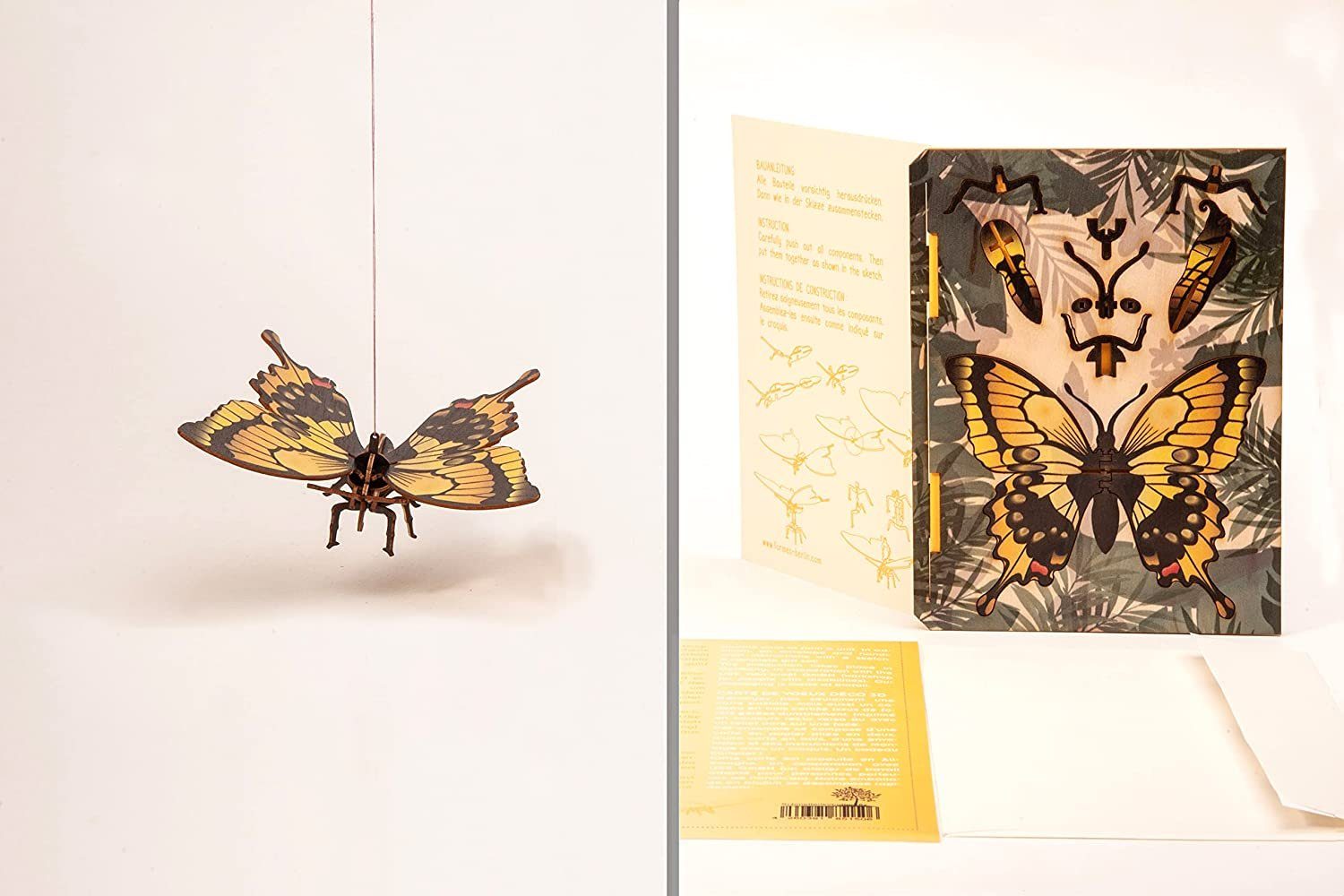 LK Trend & Style Grußkarten 3D Grußkarten - Bausatzkarten aus Holz, Aus Zedernholz werden 3D Objekte zusammengesteckt. Schmetterling