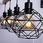 etc-shop Hängeleuchte, Vintage Pendel Decken Lampe Holz Balken Wohn Ess Schlaf Zimmer Gitter Hänge Leuchte schwarz, Bild 5