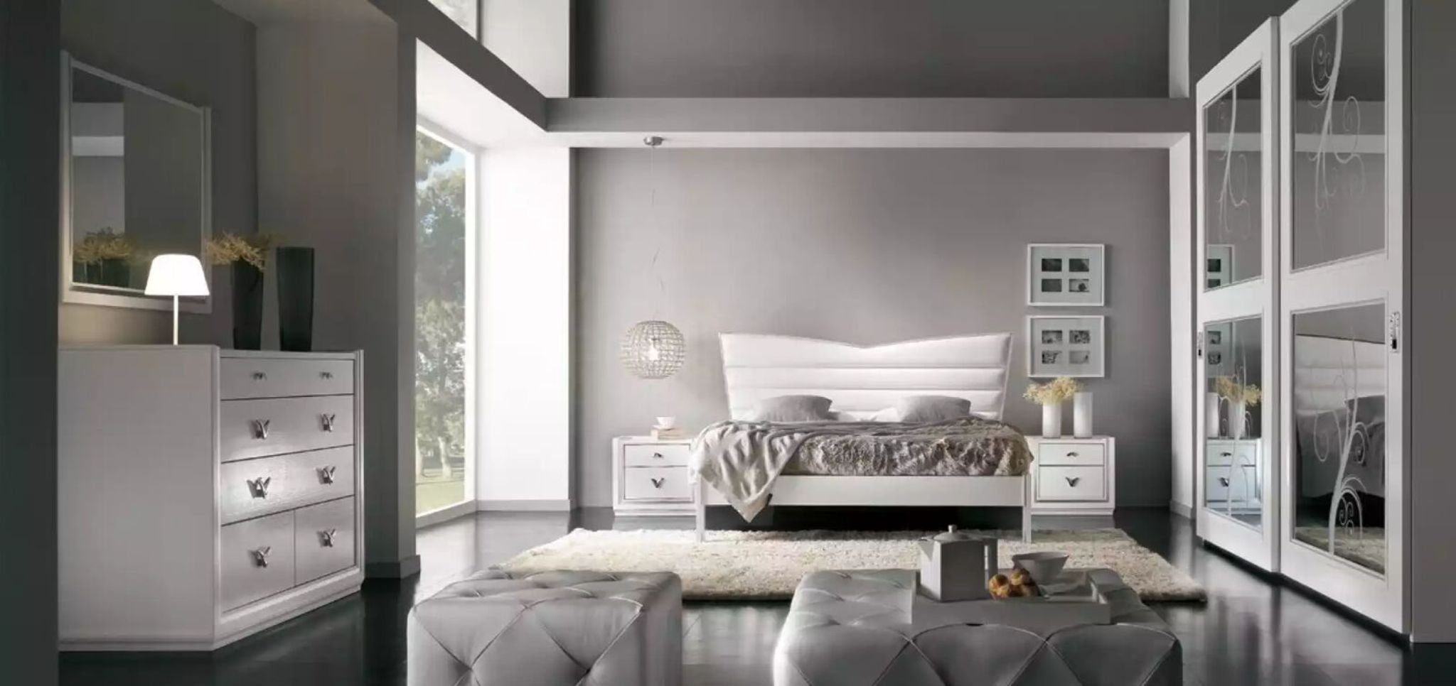 JVmoebel + 2x 3 Design Luxus Nachttische), Bett Schlafzimmer-Set Nachttische Schlafzimmer in Bett 2x Set Italy Neu, tlg Made (3-St.,