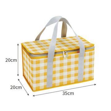 AUKUU Lunchbox Große Große karierte Isoliertasche Outdoor Reise Picknicktasche, verdickte faltbare Lunchtasche quadratische Lunchbox