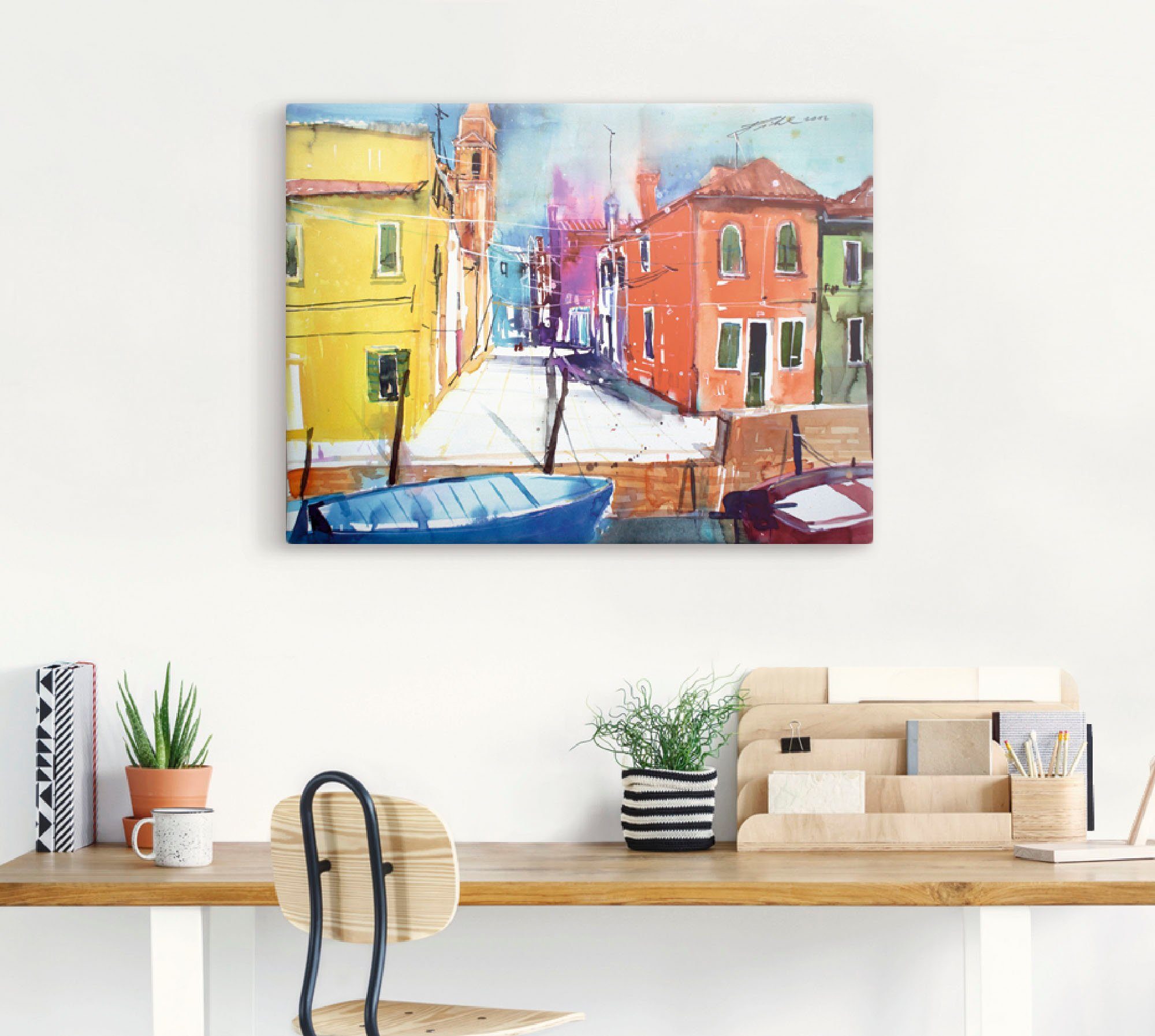 Artland Wandbild Venedig, Burano, Fondamenta del Leinwandbild, Größen als St), Pizzo, Poster (1 Italien Wandaufkleber Alubild, in oder versch