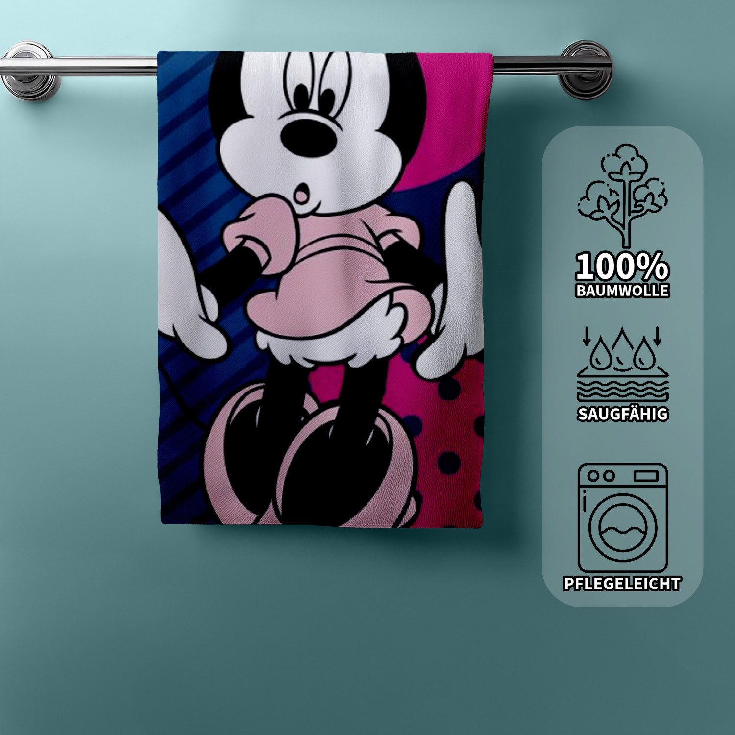 BrandMac Handtücher Minnie Mouse Duschtuch Badetuch 60 x 120 cm, (1 Duschtuch, 1-St), Langlebig
