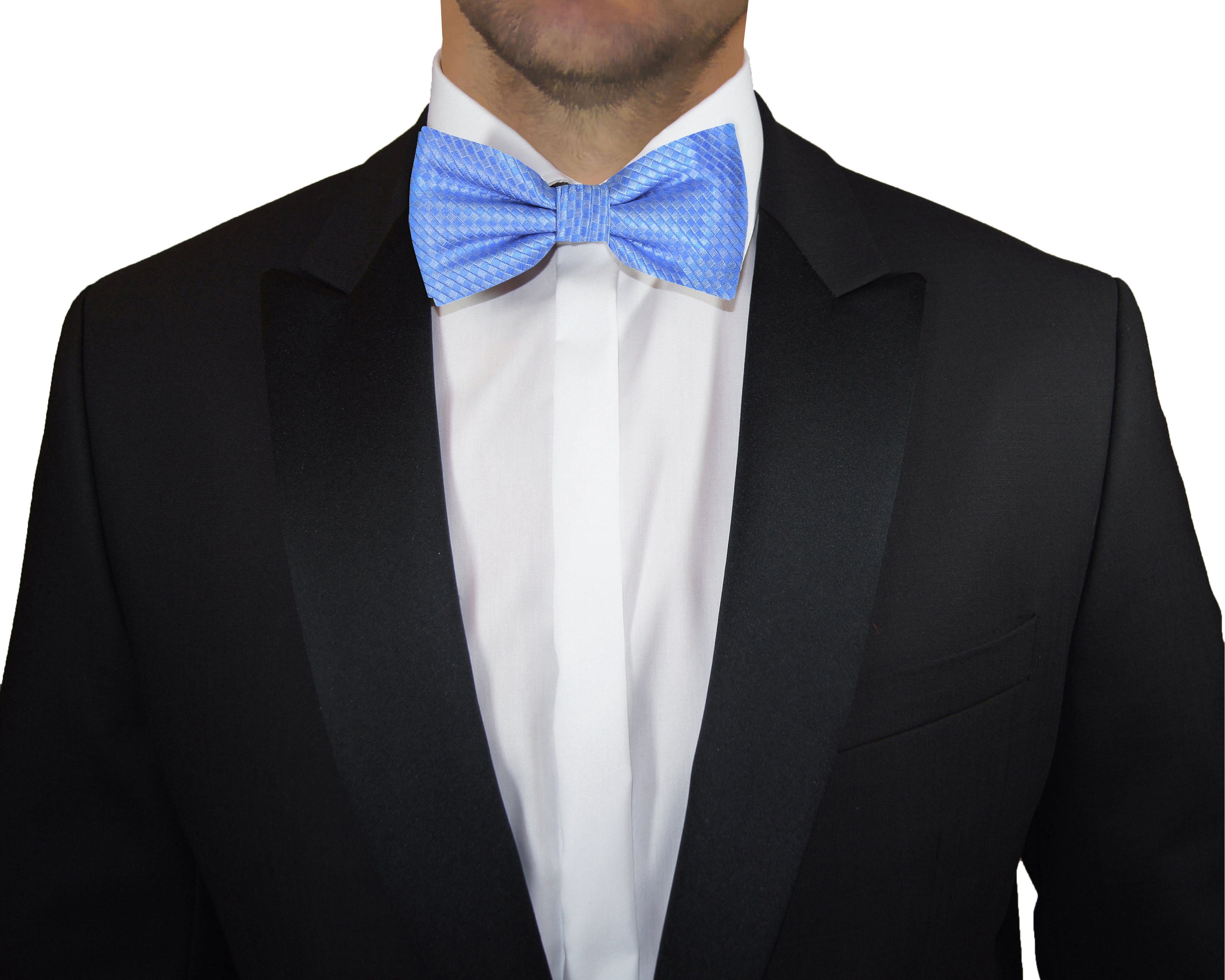 Paul Malone Fliege Herren Schleife modern elegant uni einfarbig kariert Fliege-502 (mit Karton), blau