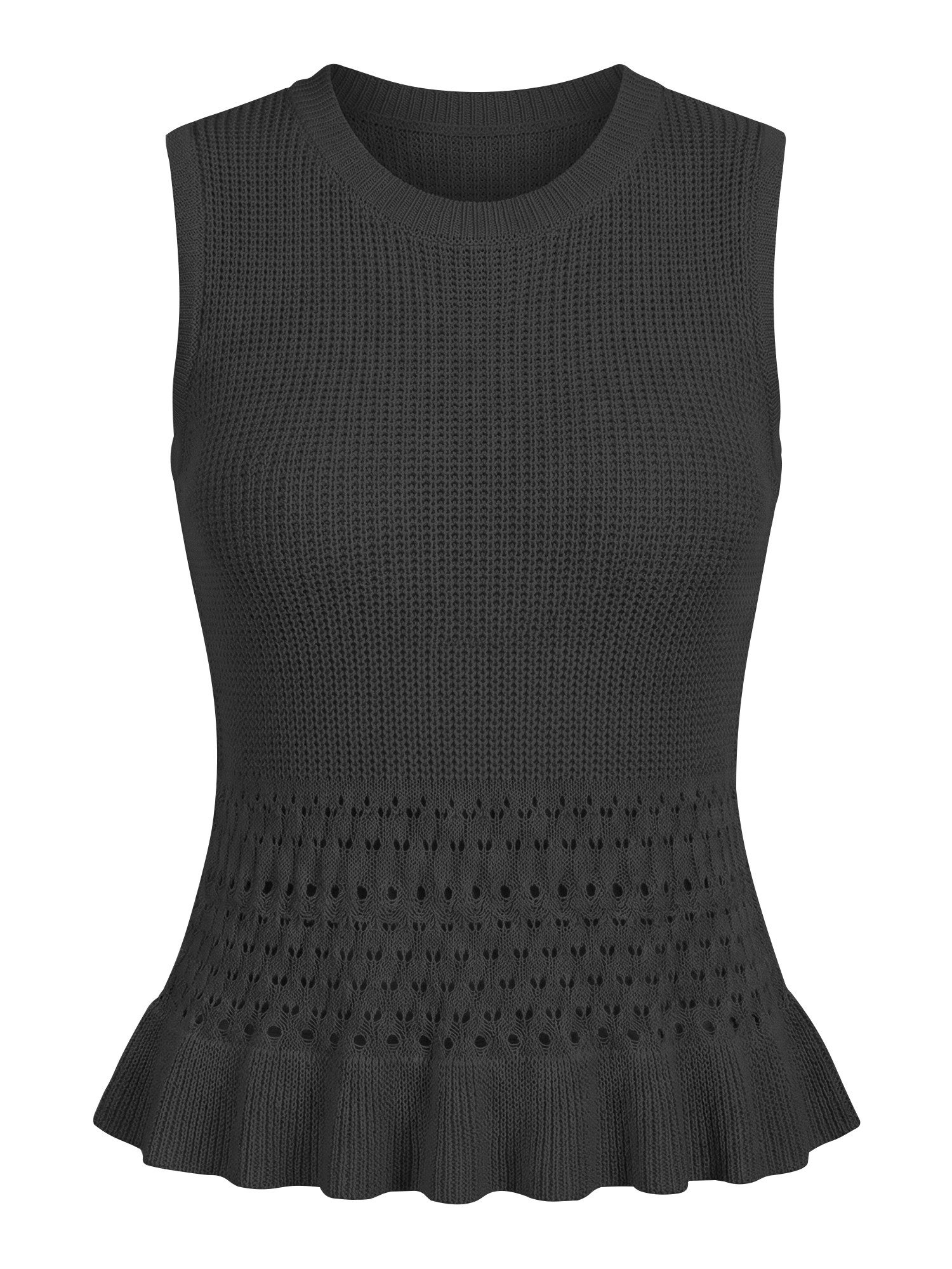 Imily Bela Strickweste Damen Weste mit Rundhals und Volant (Packung, 1-tlg., 1per-Pack) in Unifarbe – Bild 5 von 5