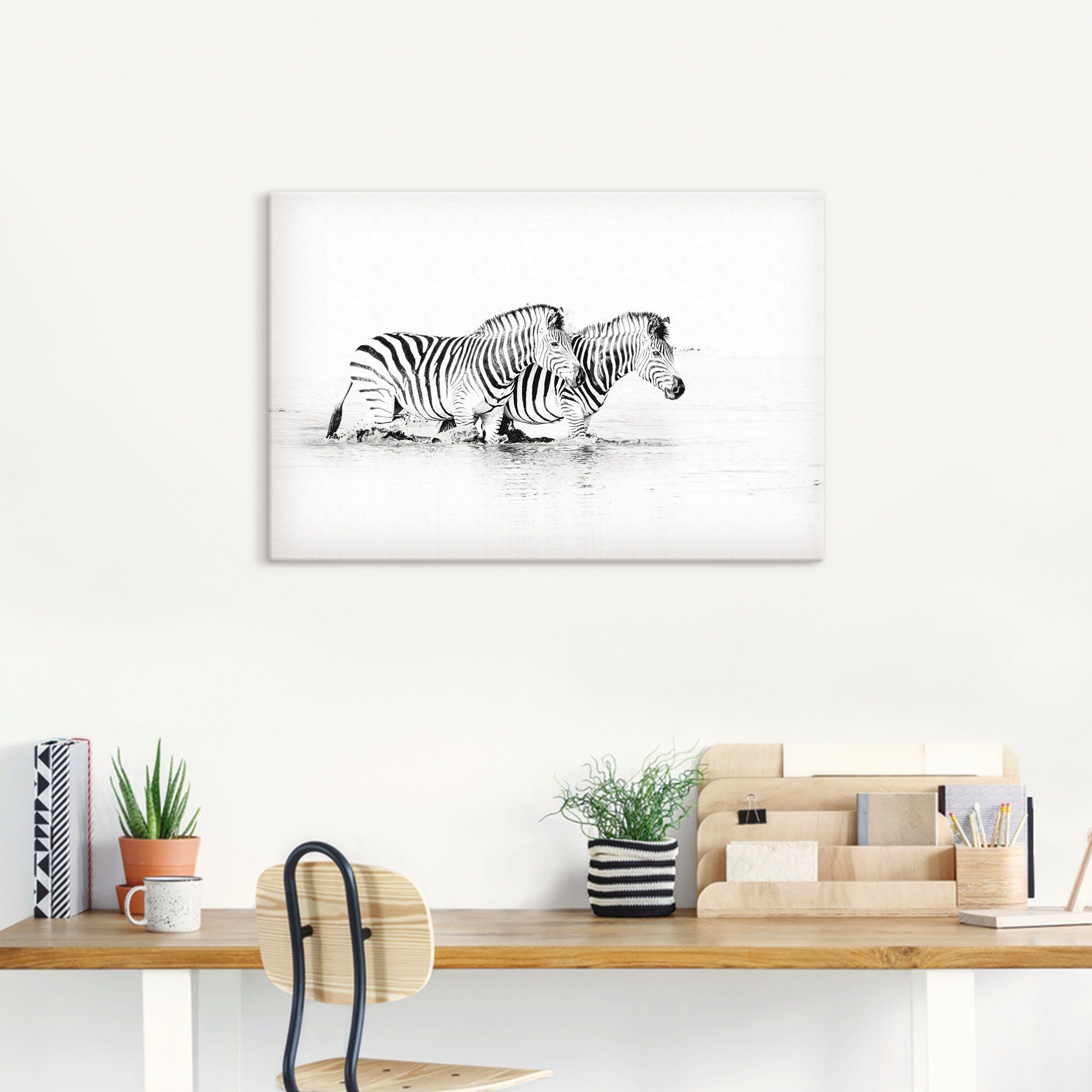 Artland Wandbild »Zebras parallel im Wasser«, Zebra Bilder (1 Stück), in vielen Größen & Produktarten - Alubild / Outdoorbild für den Außenbereich, Leinwandbild, Poster, Wandaufkleber / Wandtattoo auch für Badezimmer geeignet-HomeTrends
