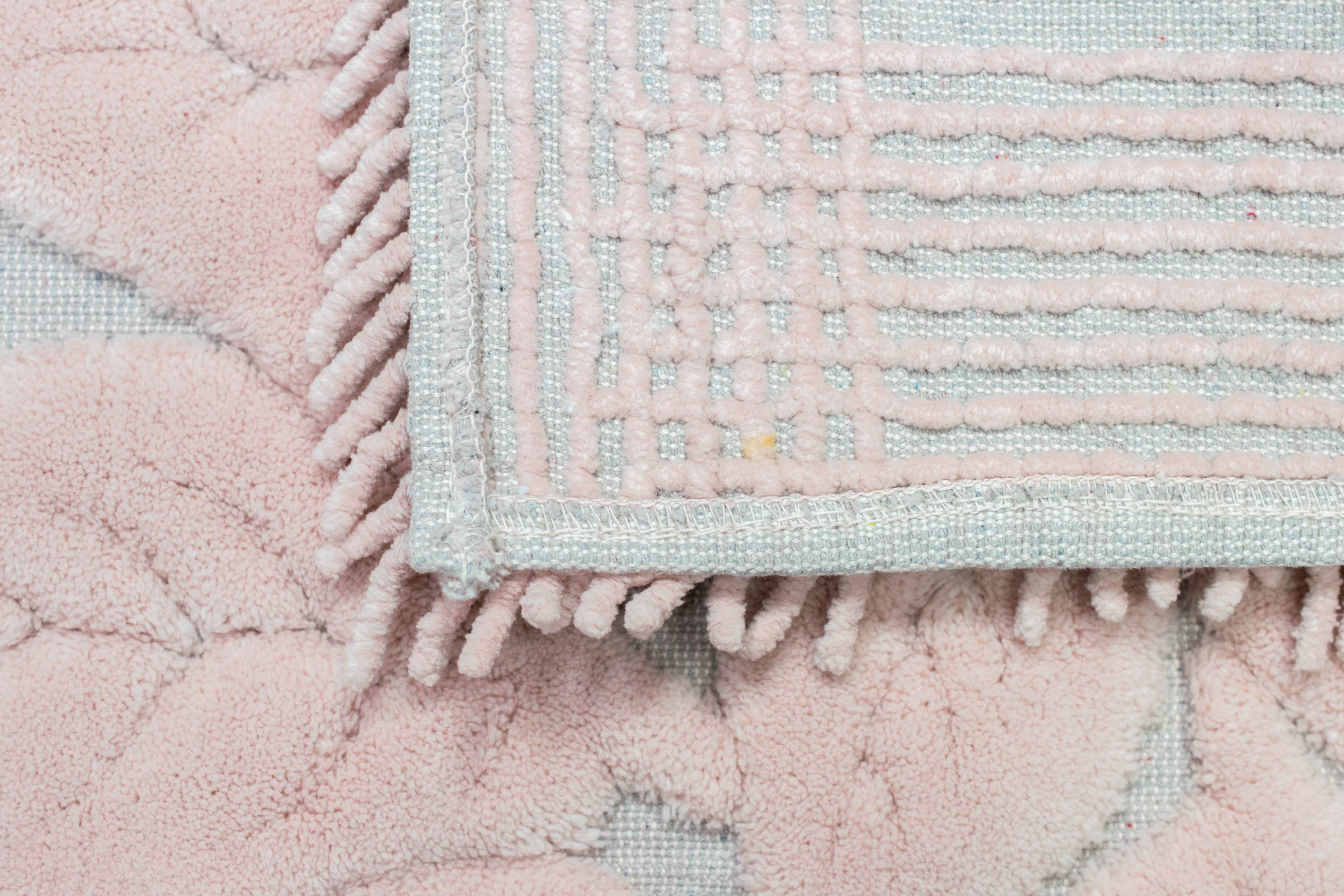 Teppich in 7,5 • Blätterdesign mm, • waschbar waschbar Set teilig 2 Teppich-Traum, Oval, Badezimmerteppich Höhe: rosa,