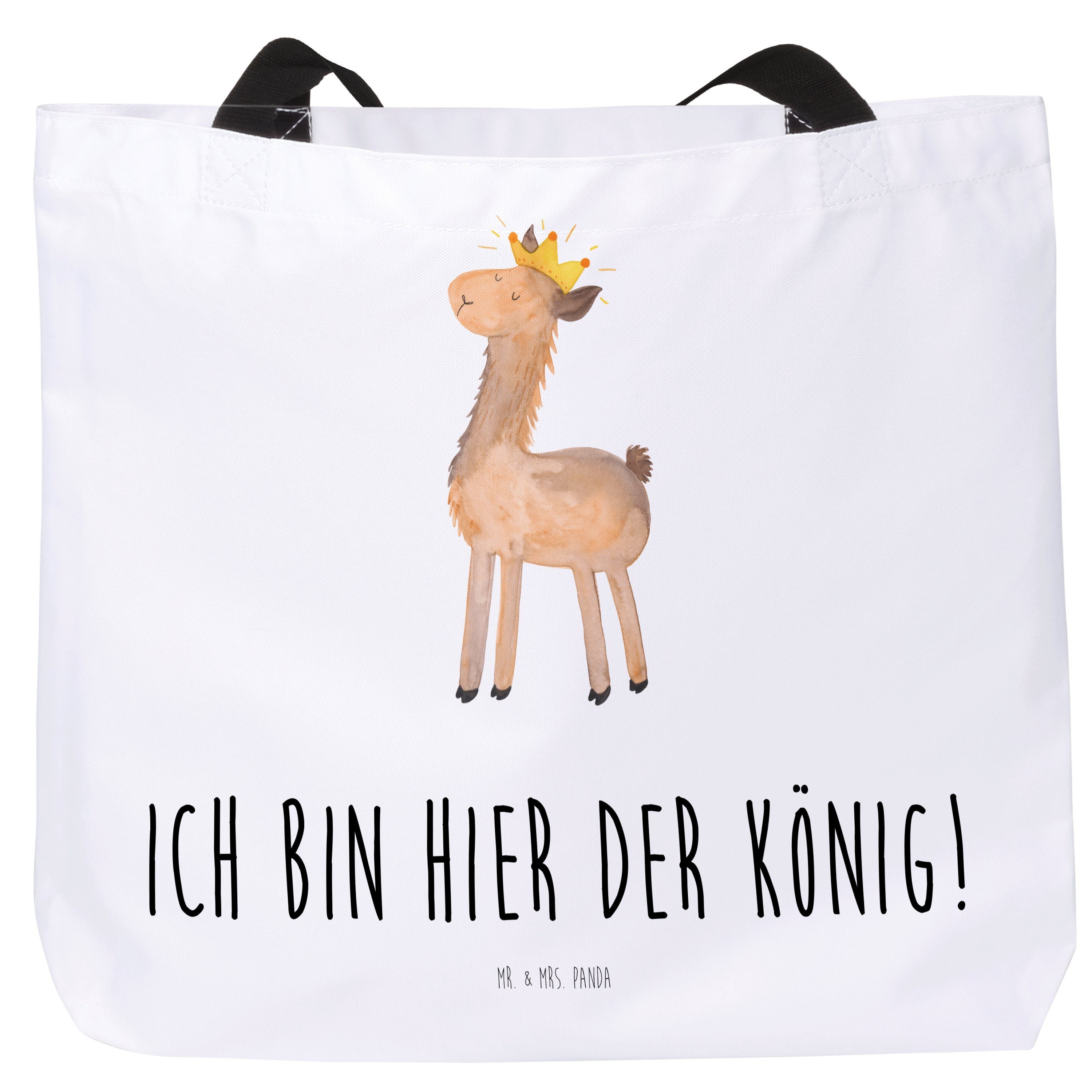König Einkaufsbeutel, - Lama (1-tlg) & Beutel, Tasche, Shopper Mr. - Panda Mrs. Shopper Geschenk, Weiß