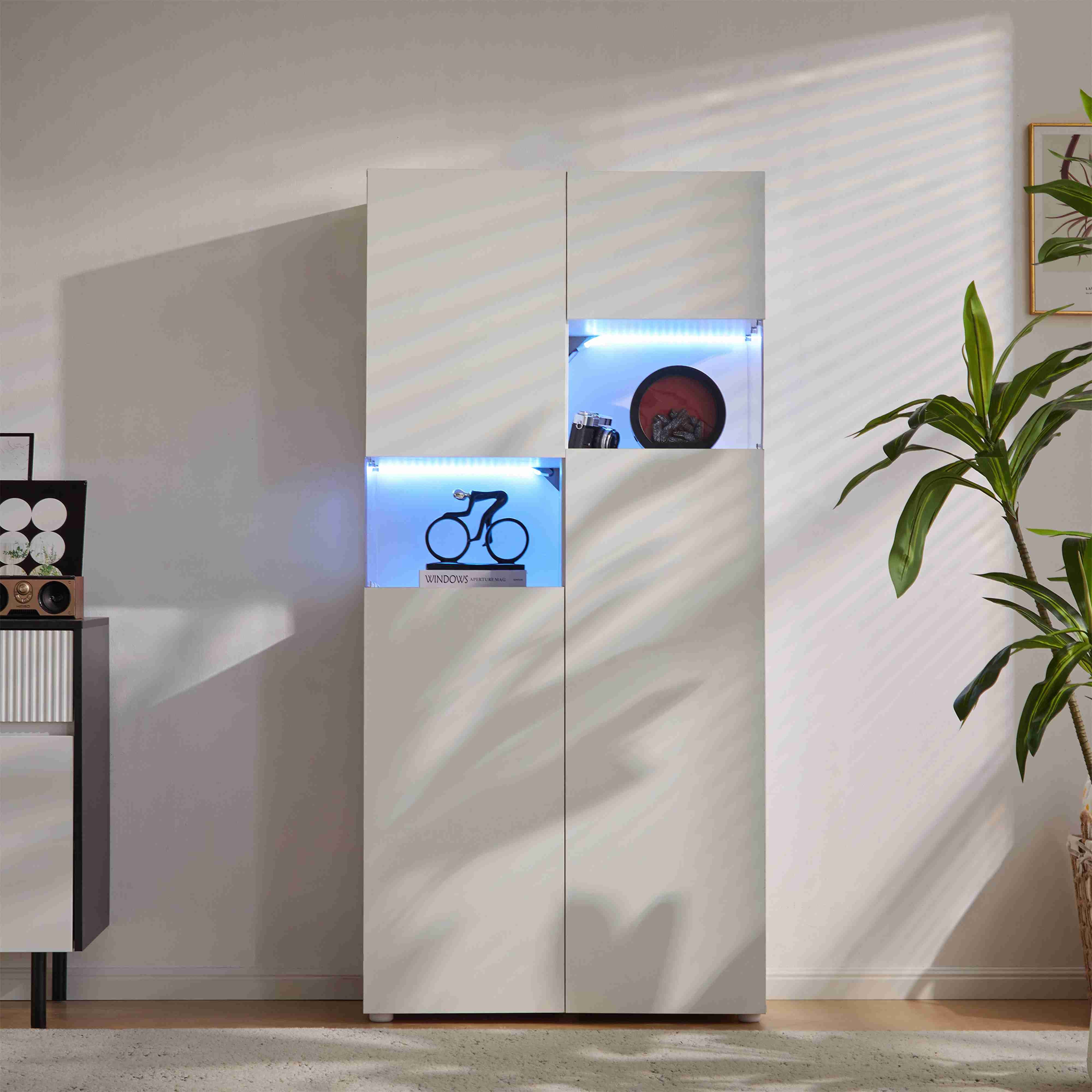 BlingBin Vitrine mit LED-Beleuchtung Standvitrinen Acryl (1-St., weiß, B80/ günstig online kaufen