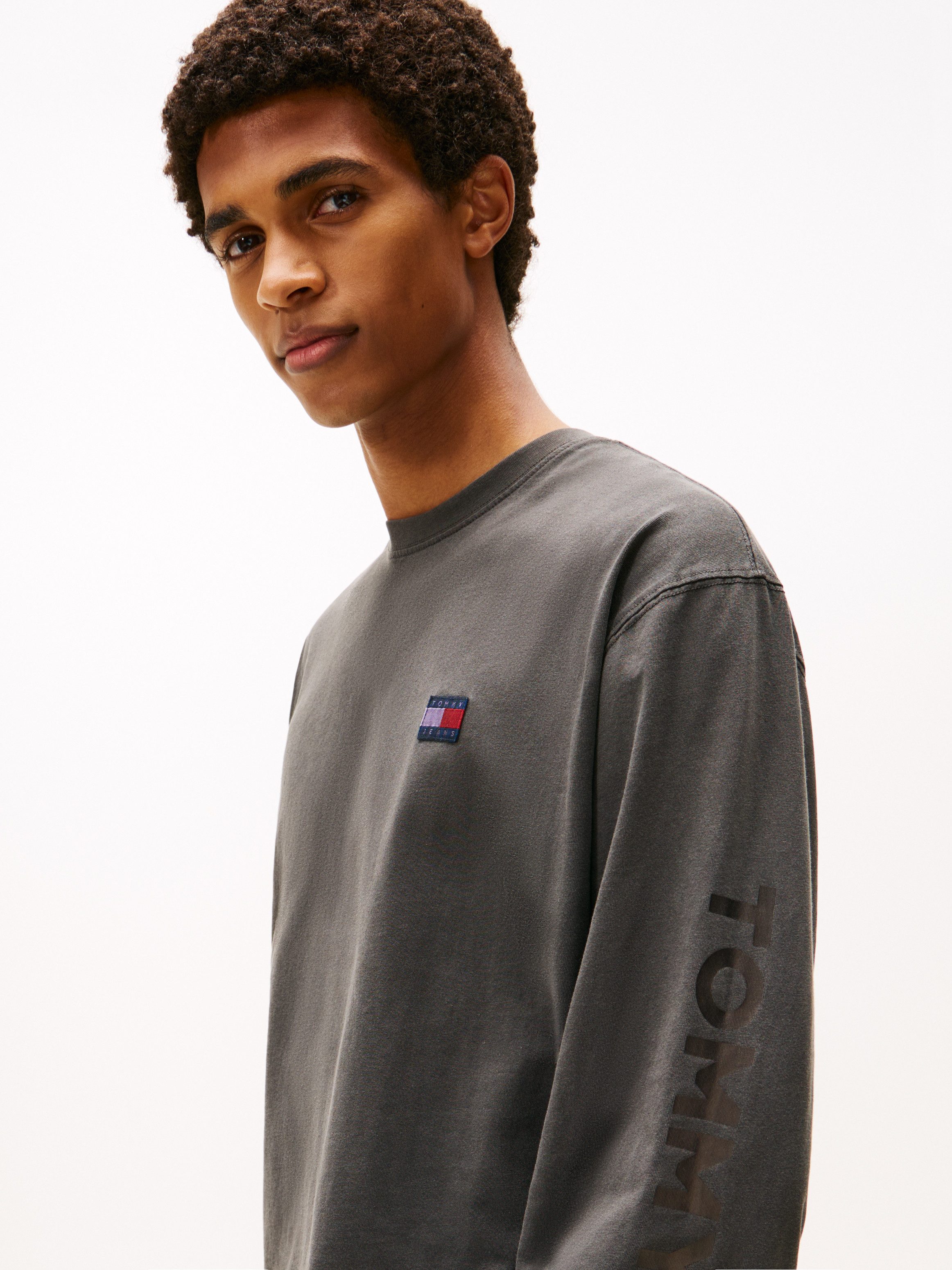 Tommy Jeans Langarmshirt Classic Relaxed Fit Rundhals, Jersey, großes Logo günstig online kaufen