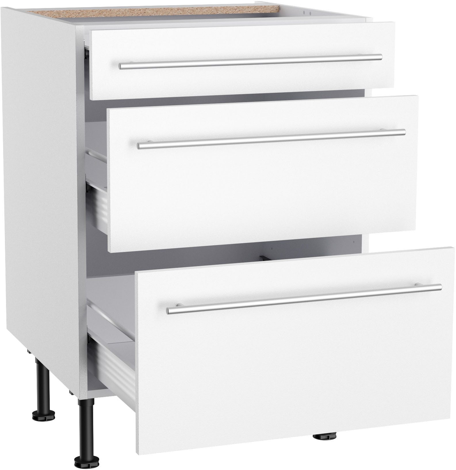 KOCHSTATION Unterschrank KS-Bern2 Breite 60 cm, 1 Schubkasten, 2 Auszüge