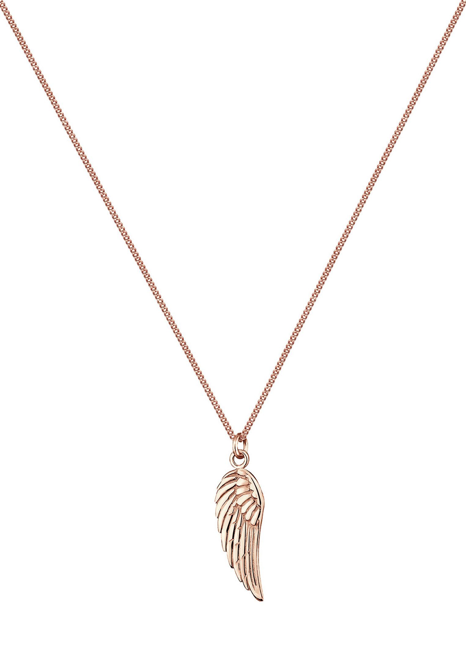 Elli Kette mit Anhänger Panzerkette Engel Flügel Basic Boho Schmuck Geschenk 925 Silber, Flügel