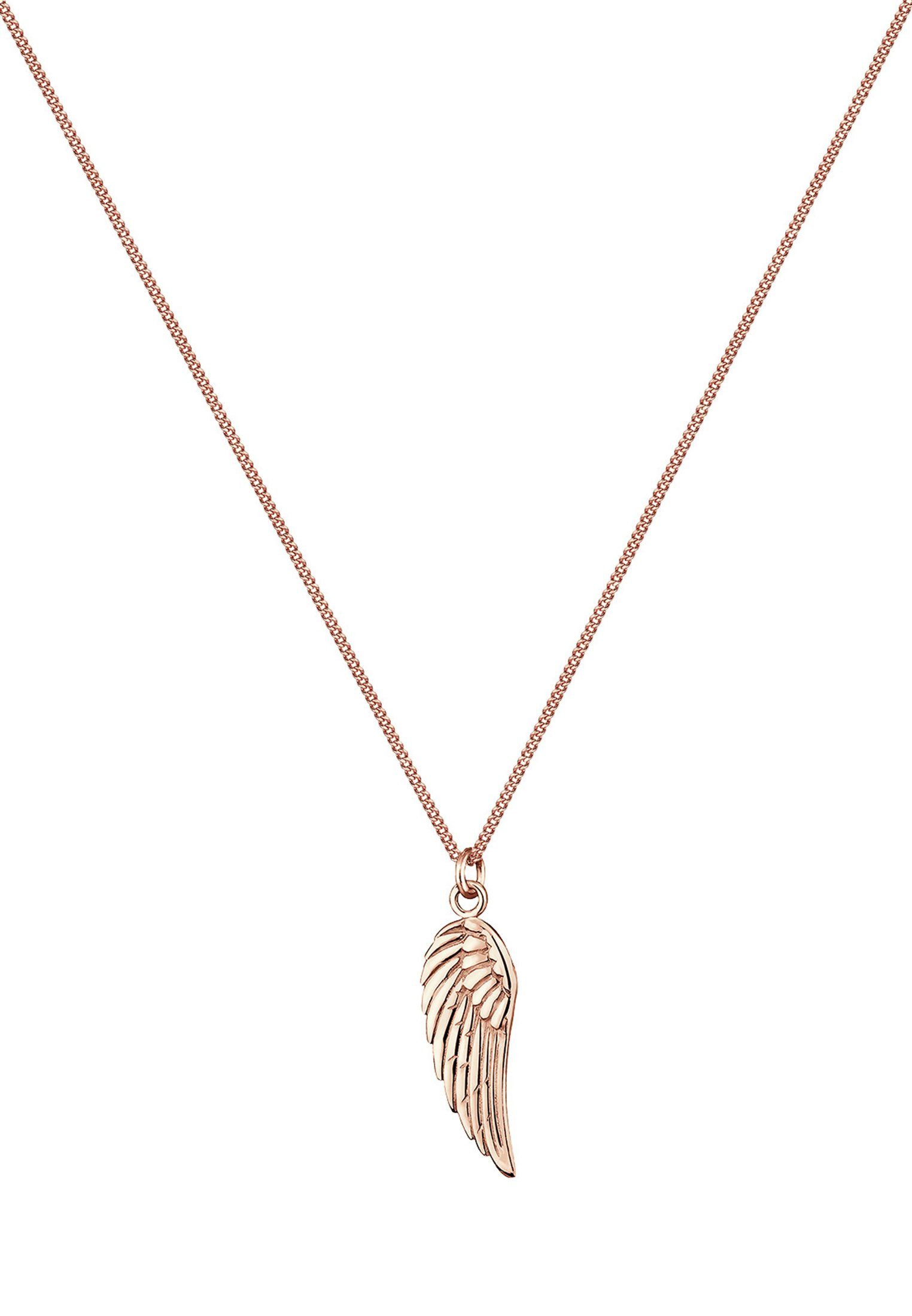 Anhänger Kette mit Basic Elli Flügel Silber, Engel Flügel Panzerkette 925 Boho Rosegold