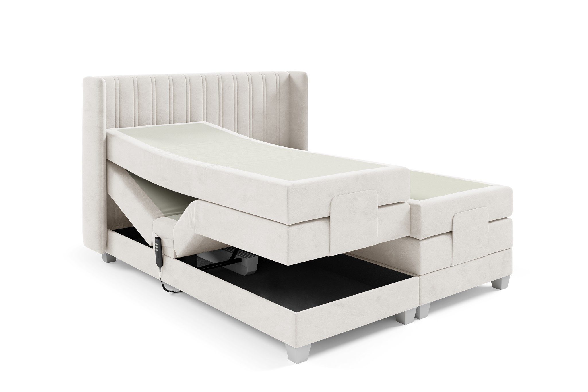 Fun Möbel Boxspringbett Schlafzimmerbett Elektrisches Bett MAGNUS in Stoff Salvador (inkl. Topper), Liegefläche elektrisch verstellbar