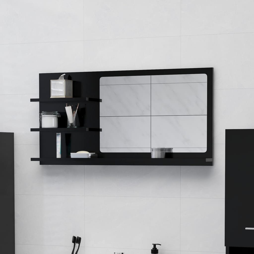 vidaXL Badezimmerspiegelschrank Badspiegel Schwarz 90x10,5x45 cm Holzwerkstoff (1-St) | Spiegelschränke