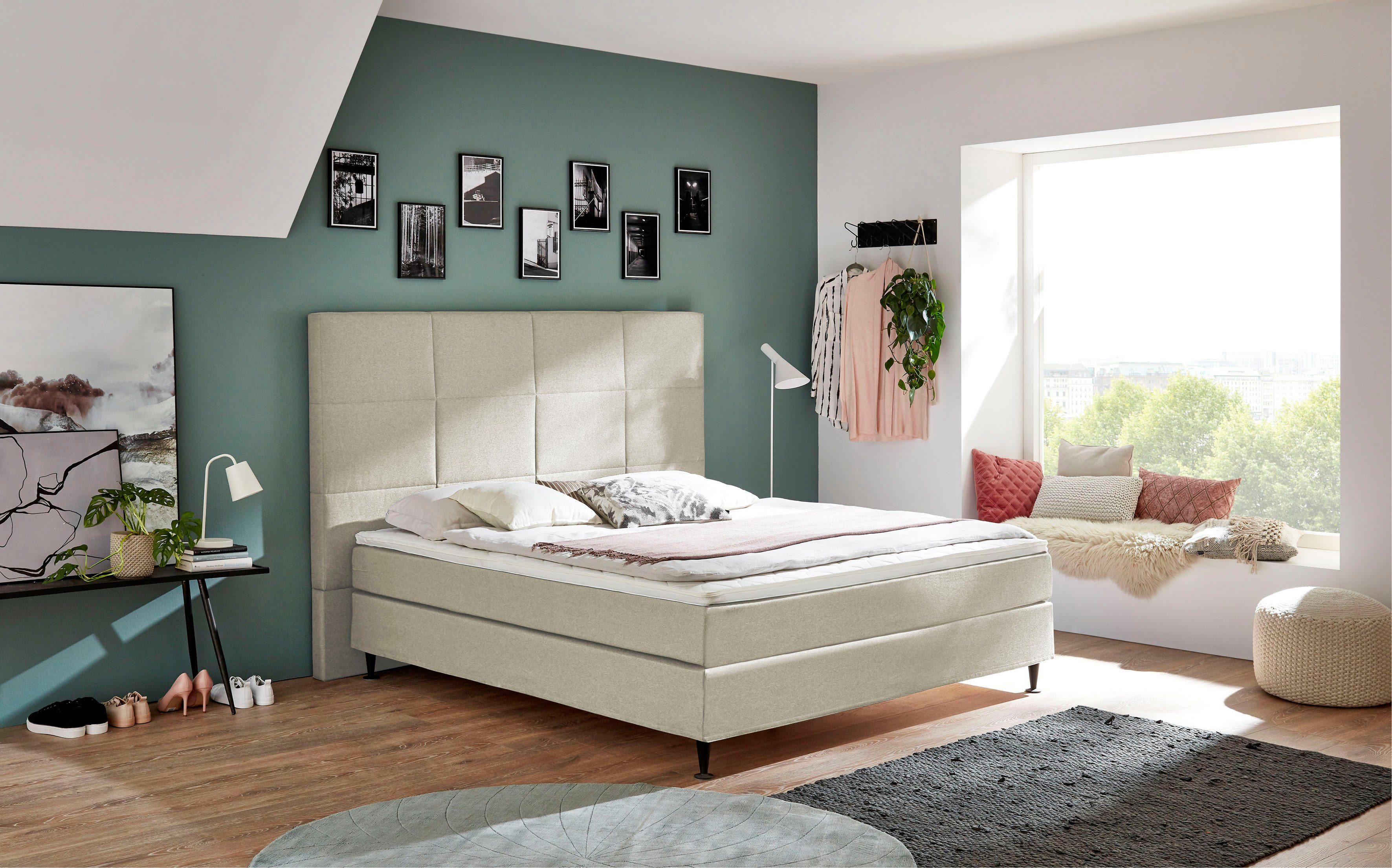 Home affaire Boxspringbett Linja, mit Hotelbett-Charakter, Komfortliegehöhe und Topper inklusive
