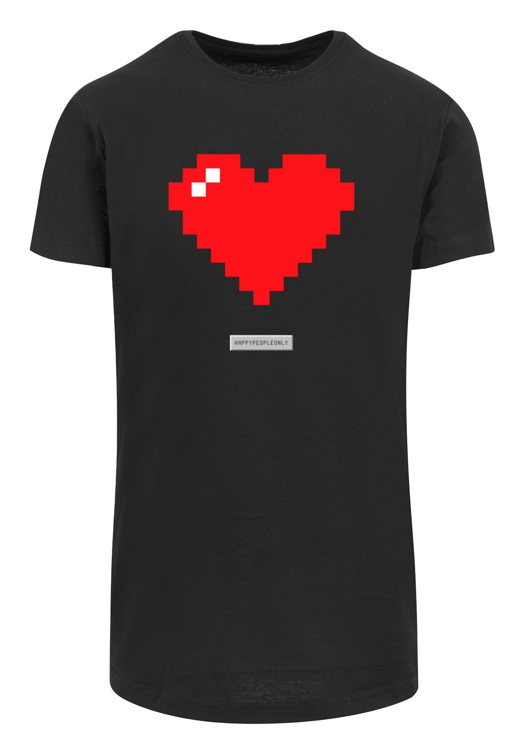 Pixel Herz People Happy Print F4NT4STIC Vibes Good T-Shirt schwarz
