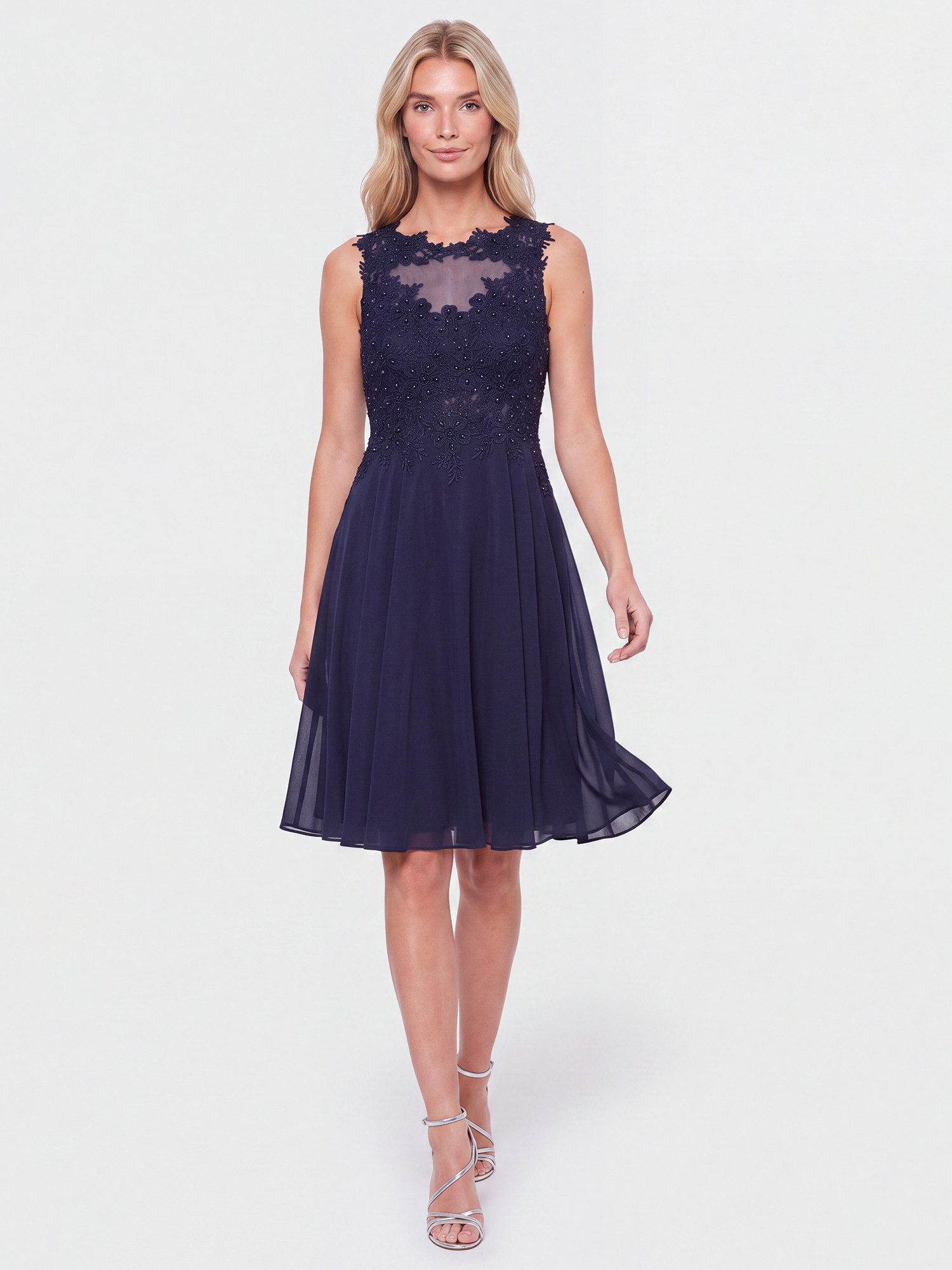 Apart Cocktailkleid mit floraler Spitze und Chiffon