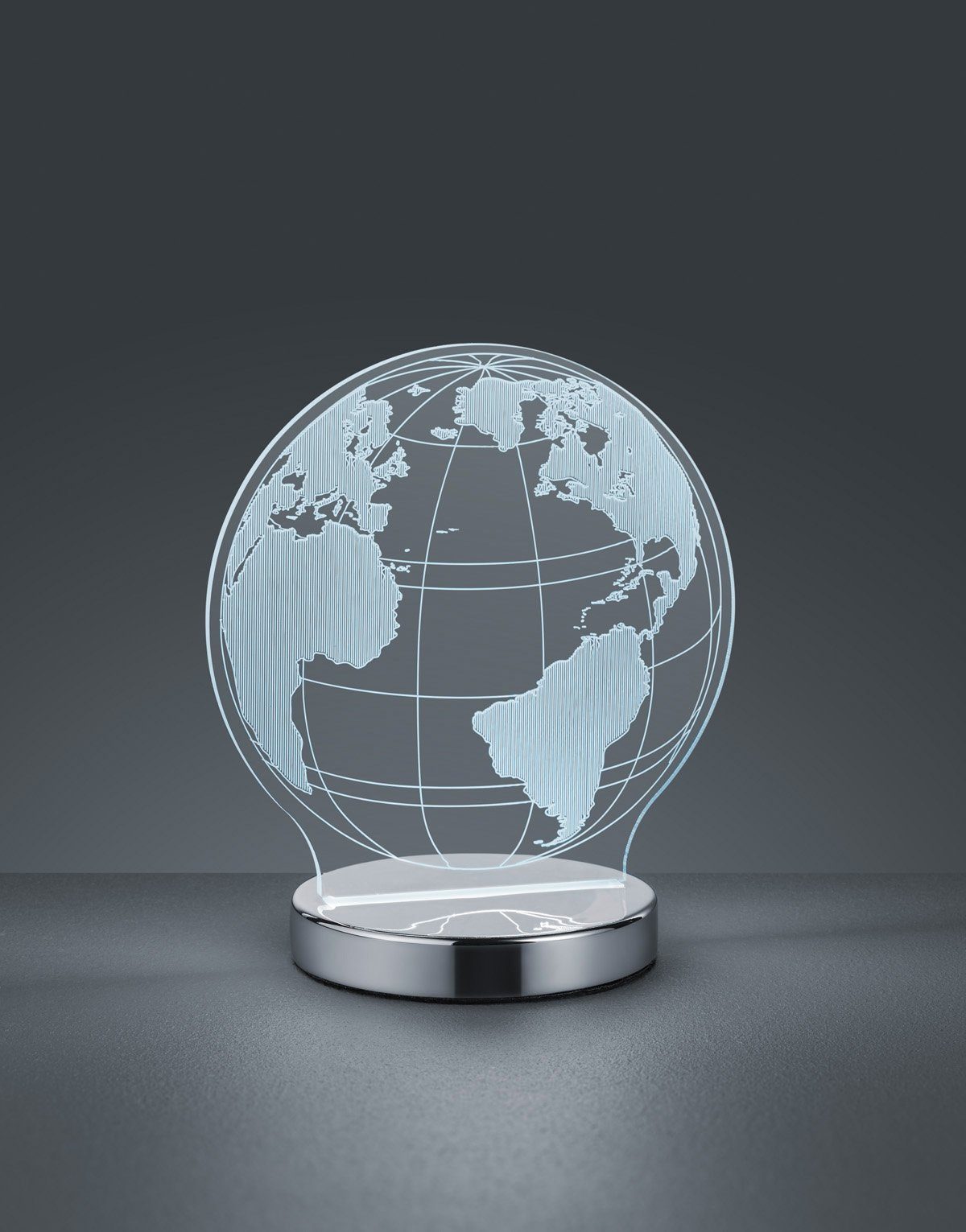 Reality Leuchten LED Tischleuchte Globe, Farbwechsel, LED fest integriert, Farbwechsler, Tischlampe, Weltkugel Design, Acrylplatte, Lichtfarbe einstellbar
