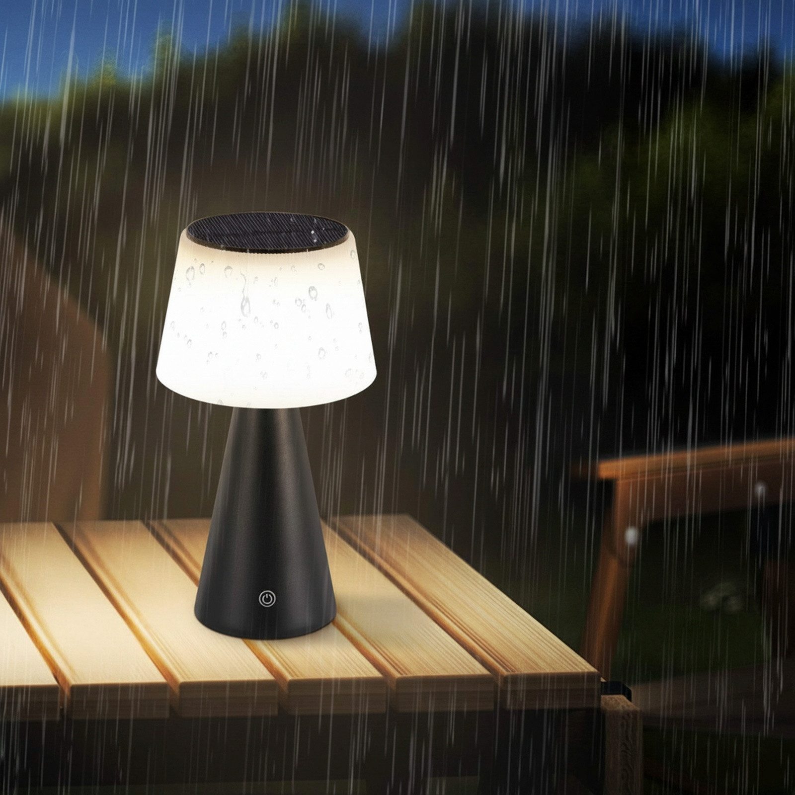 Nettlife LED Tischleuchte Nachttischlampe Solar Akku Kabellos Touch Dimmbar Schwarz/Weiß/Rot, mit USB, LED fest integriert, für Wohnzimmer Esszimmer